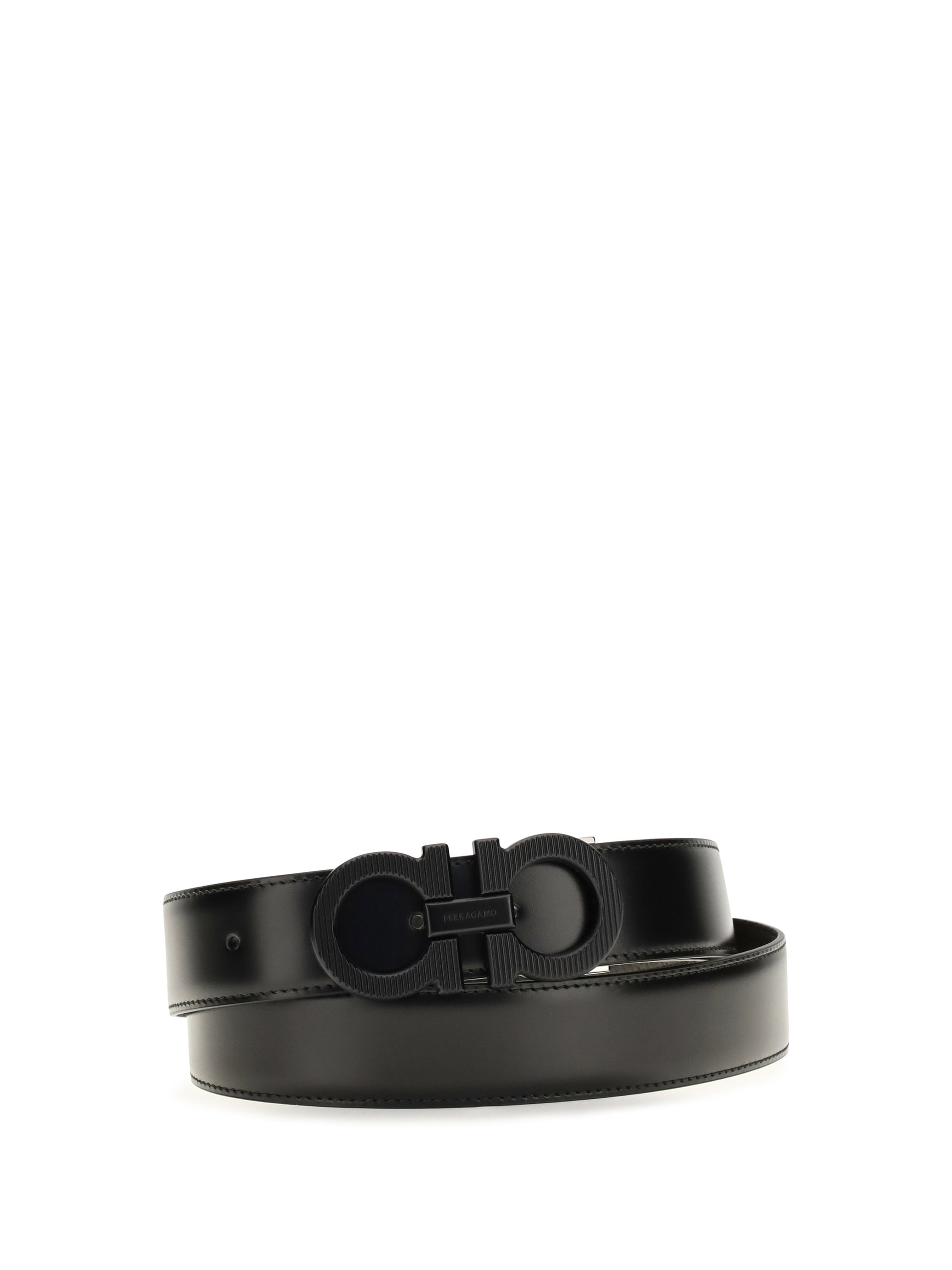 Ferragamo Men Reversible Adjustable Belt With Textured Gancini Buckle FERRAGAMO