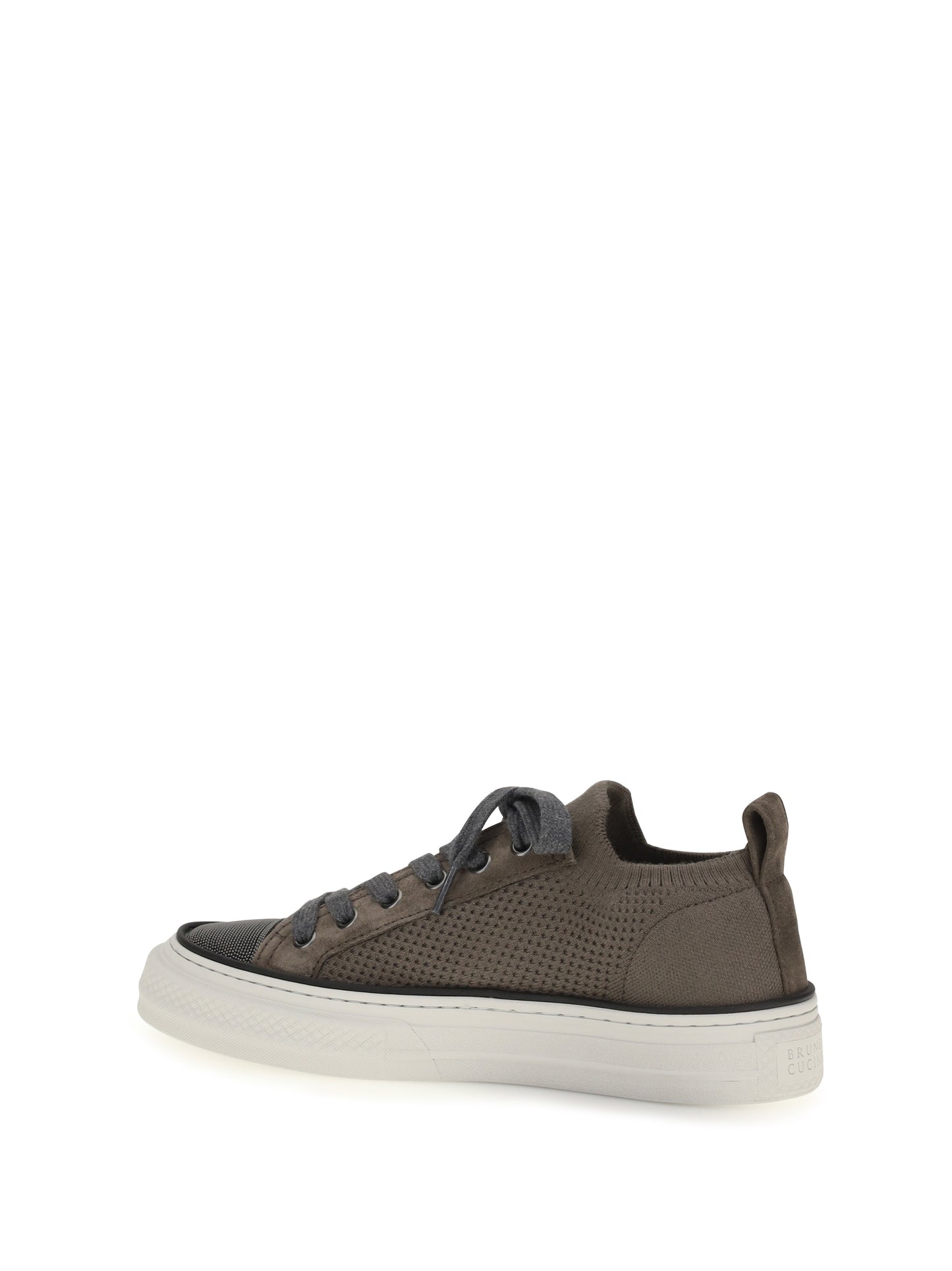 Brunello Cucinelli Women Cotton Knit And Suede Sneakers BRUNELLO CUCINELLI