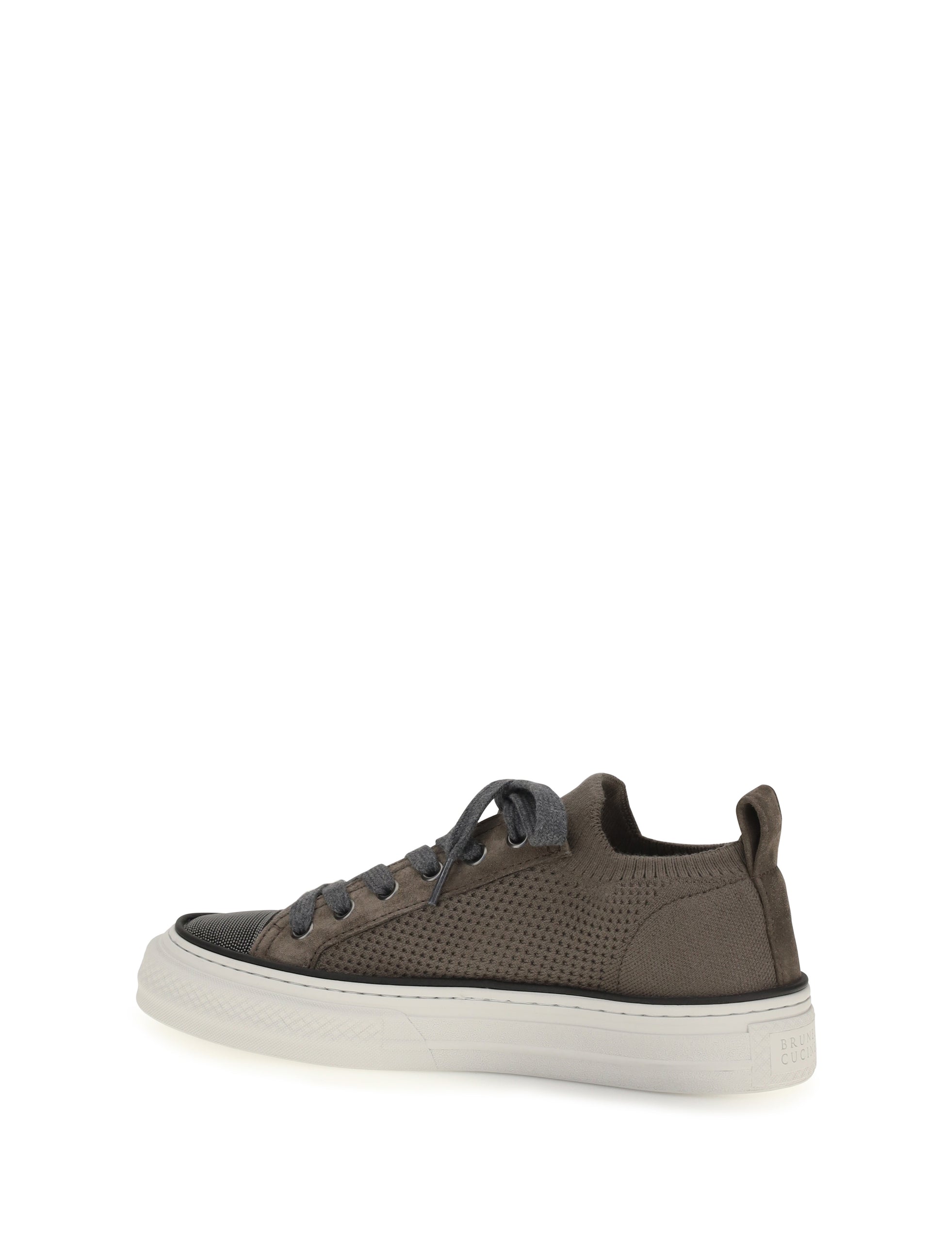 Brunello Cucinelli Women Cotton Knit And Suede Sneakers BRUNELLO CUCINELLI