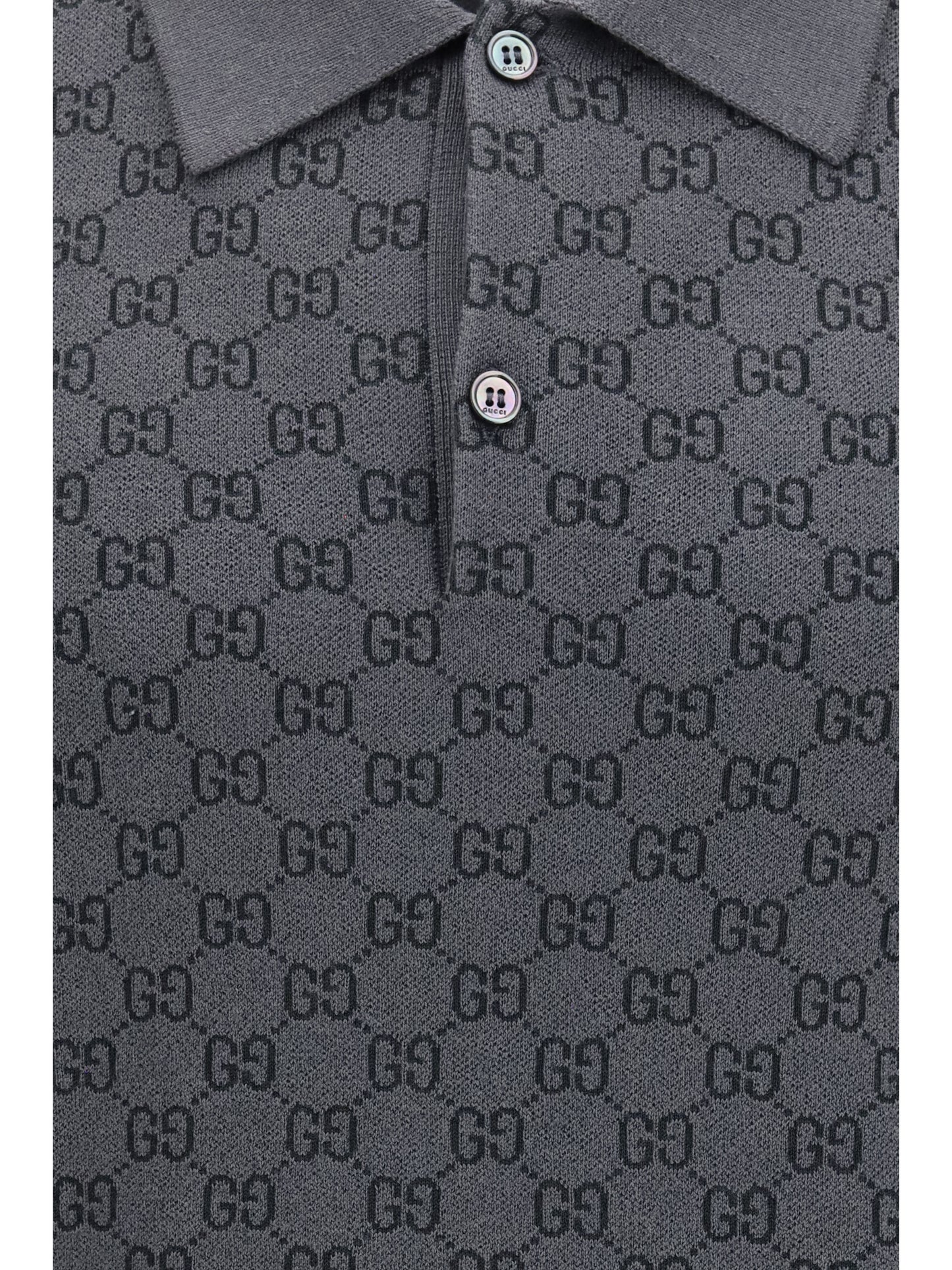 Gucci Men Gg Jacquard Wool And Silk Polo Shirt GUCCI