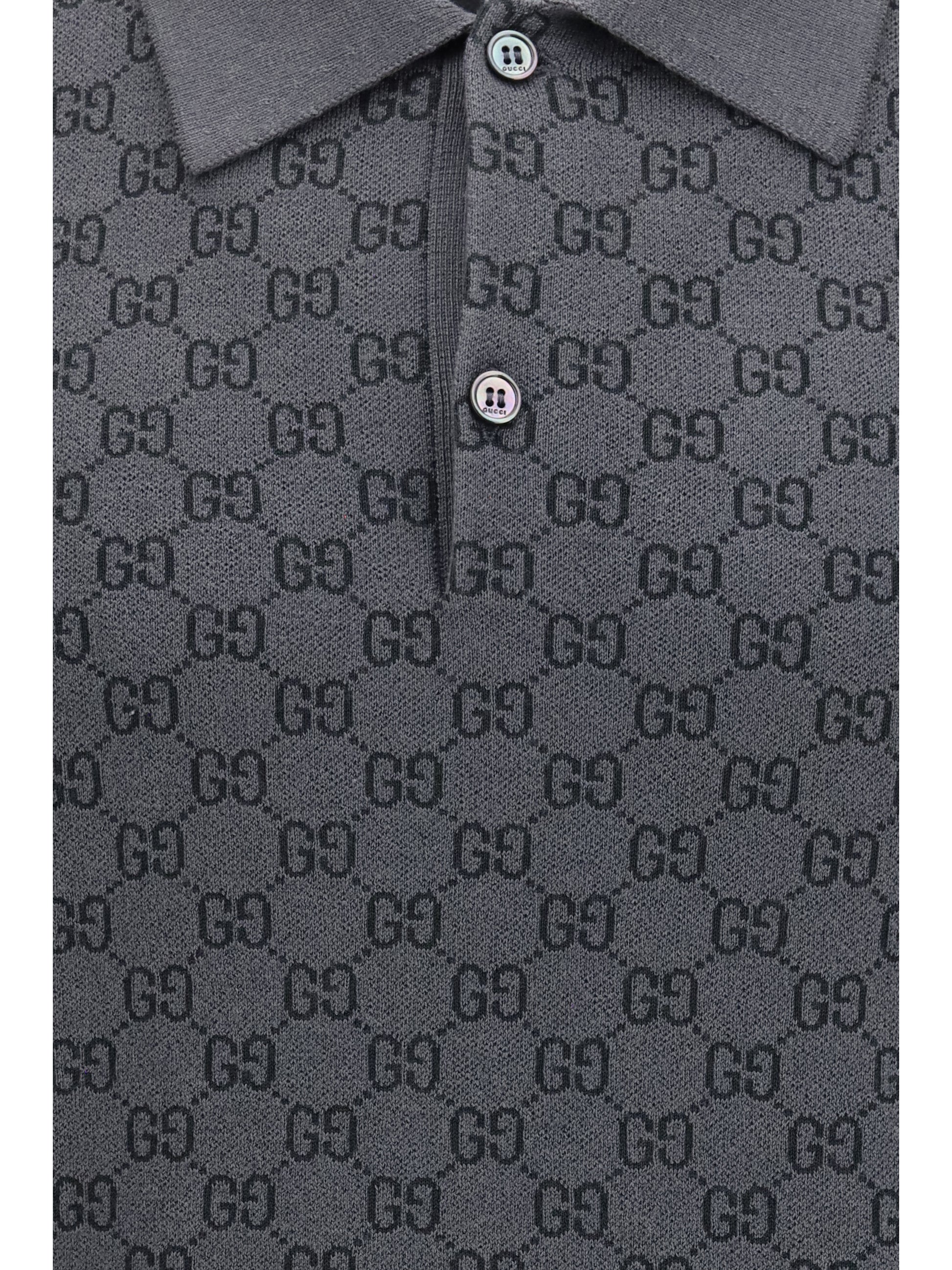 Gucci Men Gg Jacquard Wool And Silk Polo Shirt GUCCI