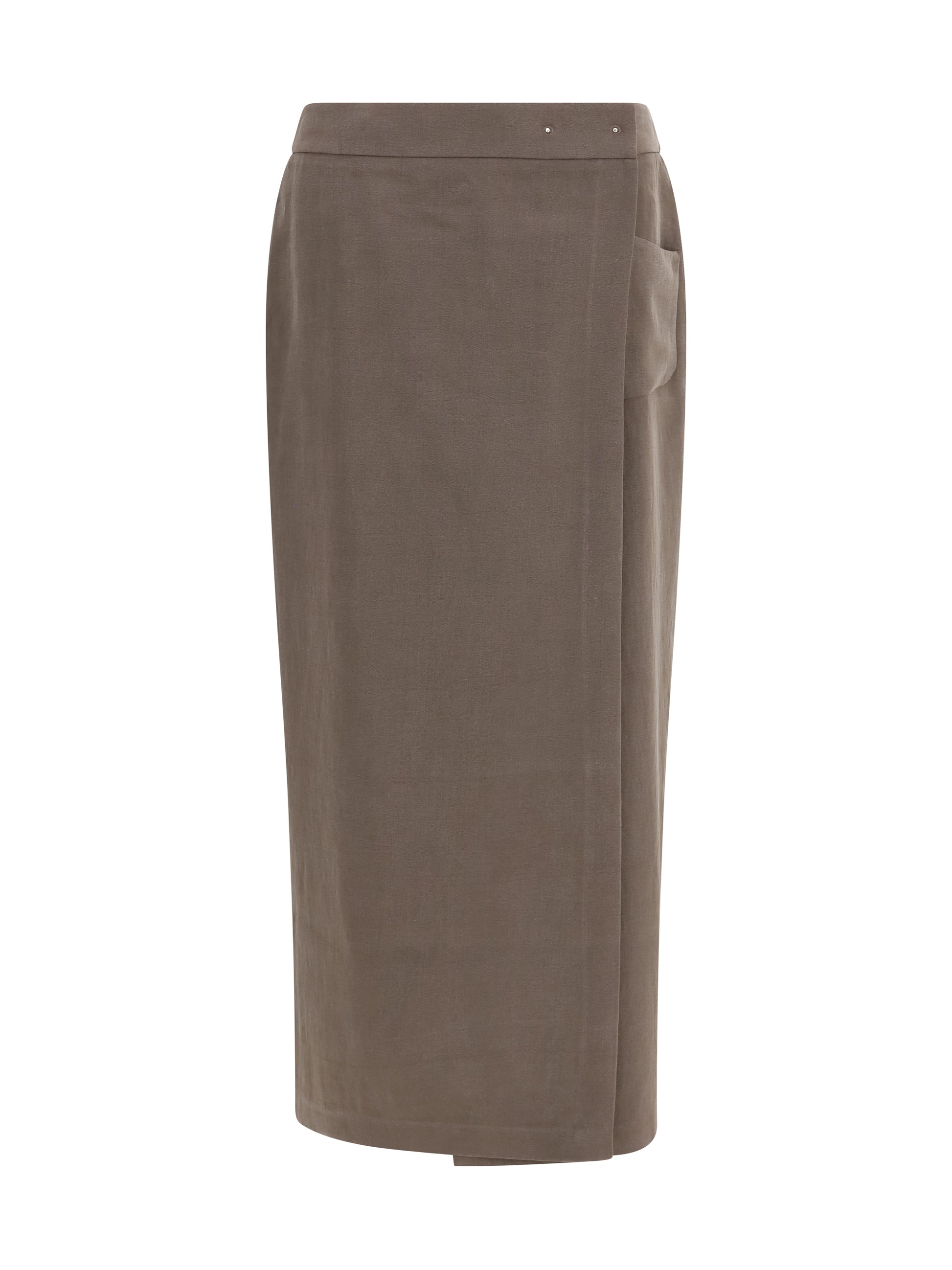Giorgio Armani Women Silk And Wool Wrap Long Skirt With Patch Pocket GIORGIO ARMANI
