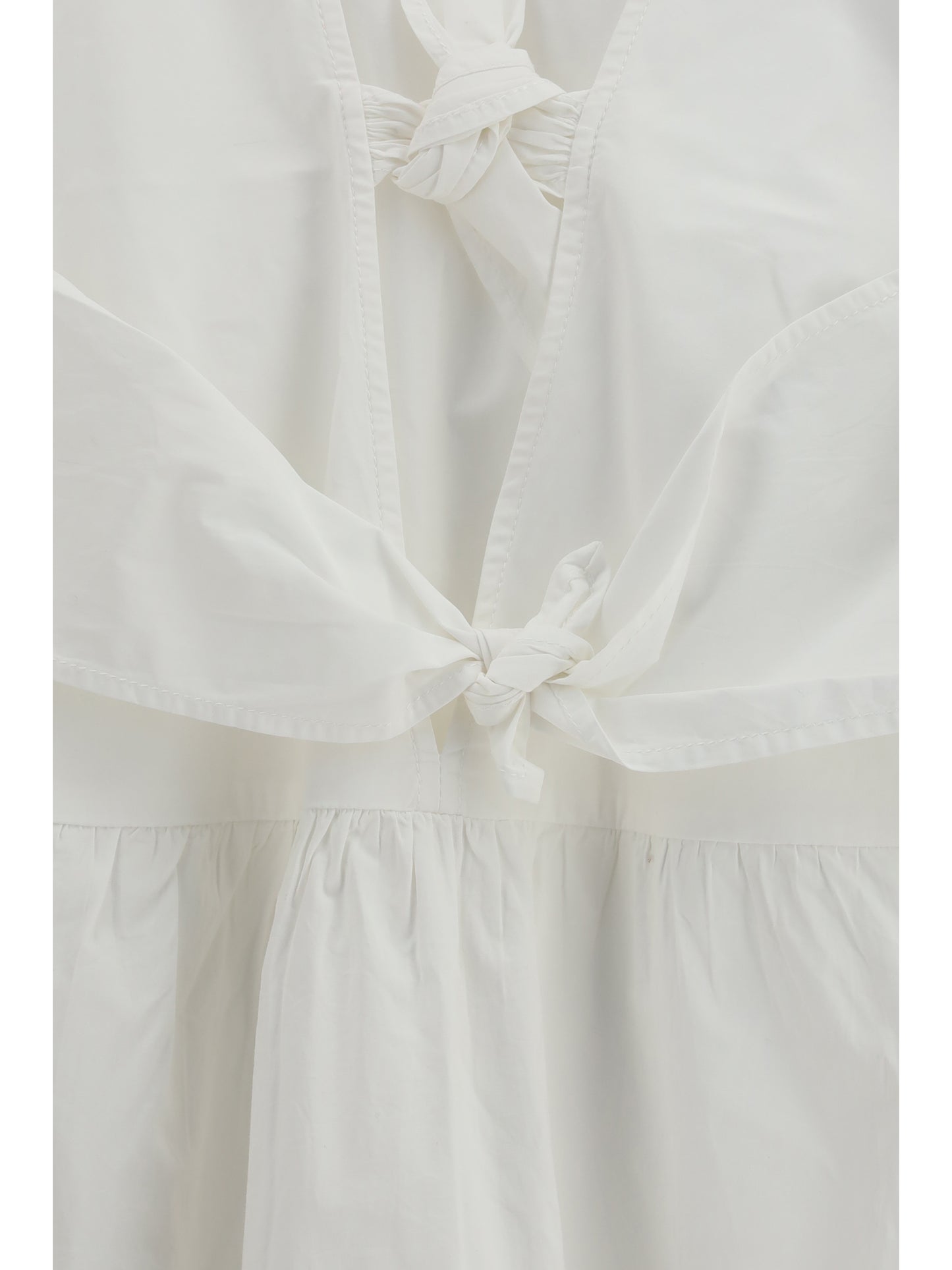 Ganni Women Mini Dress With A Deep V-Neckline And Front Tie Bands GANNI