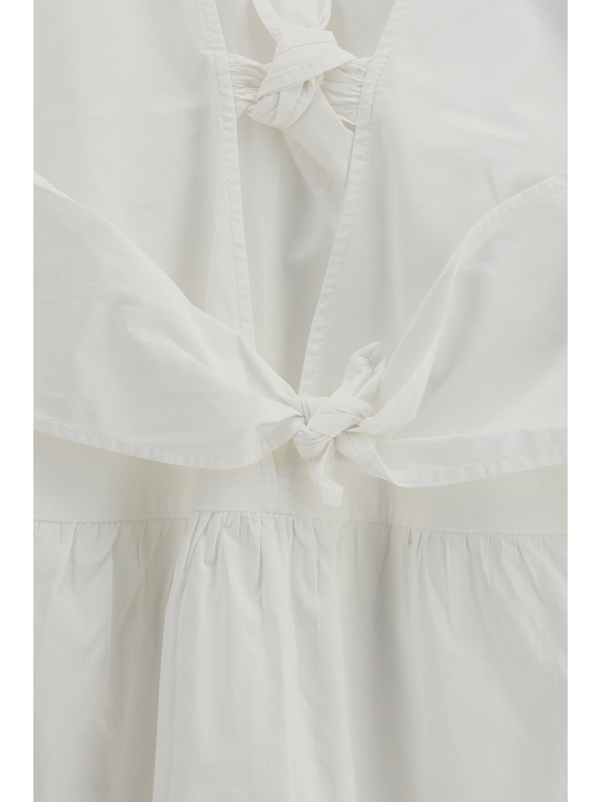 Ganni Women Mini Dress With A Deep V-Neckline And Front Tie Bands GANNI
