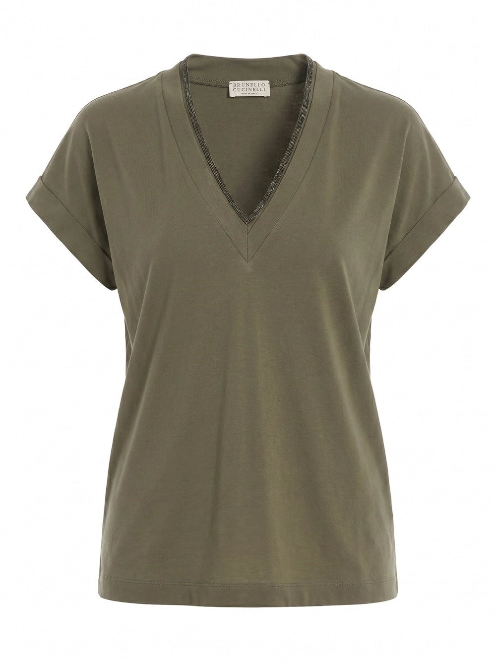 Brunello Cucinelli Women T-Shirt With `Precious` Neckline BRUNELLO CUCINELLI