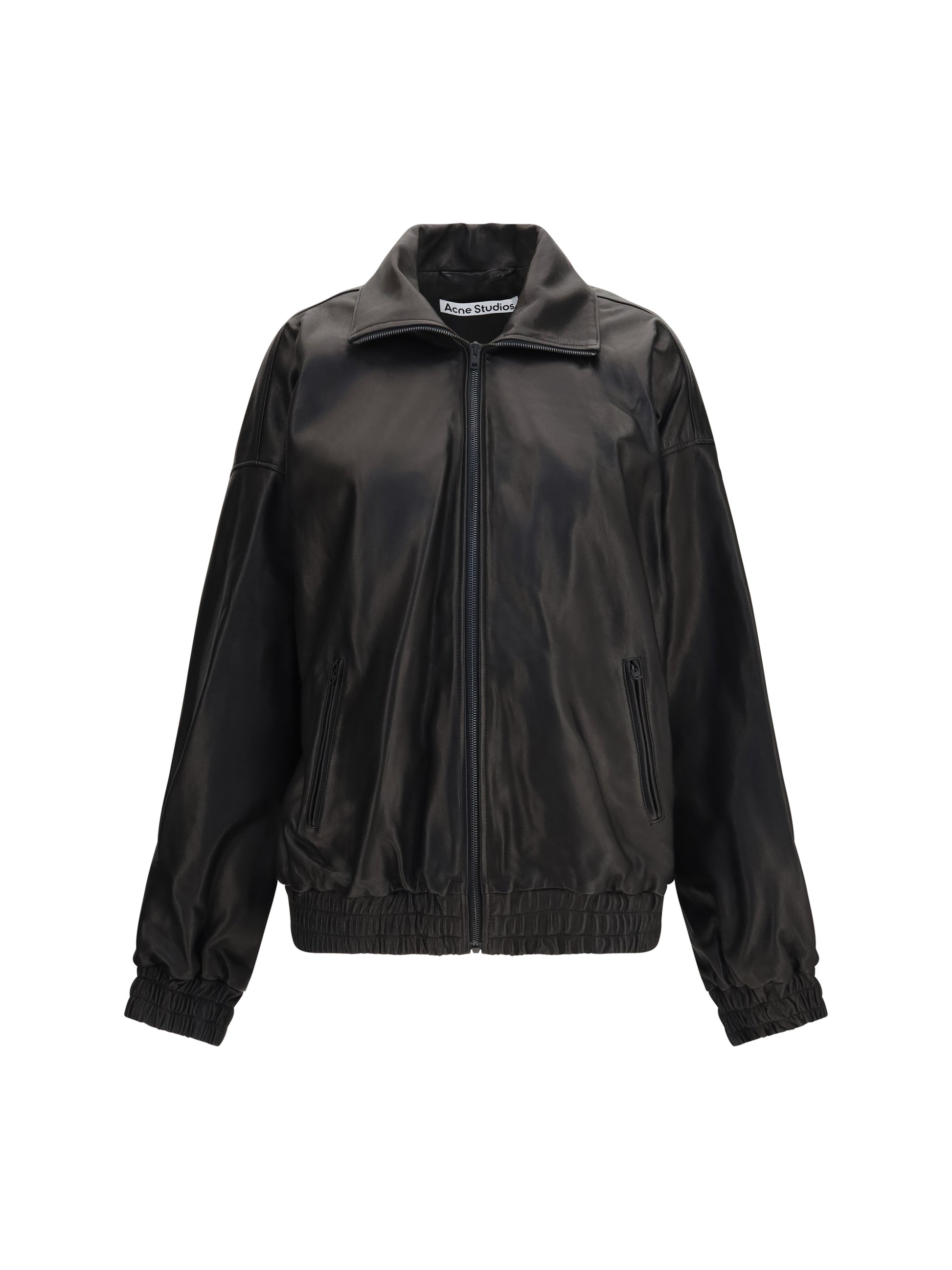 Acne Studios Women Leather Jacket With High Collar ACNE STUDIOS