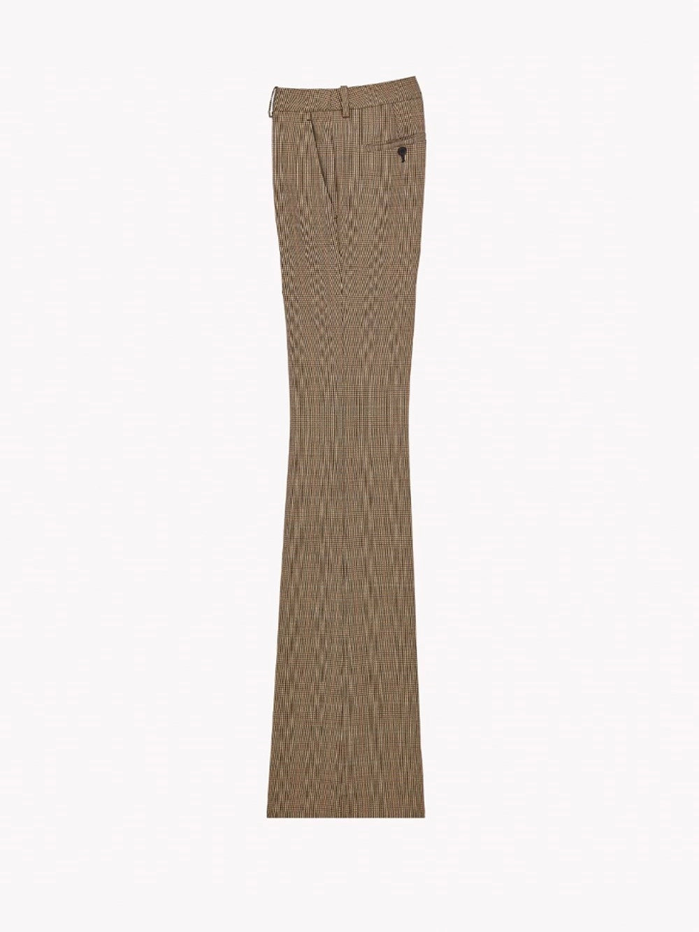 Saint Laurent Women Flared Pants In Puppytooth Prince Of Wales Wool SAINT LAURENT