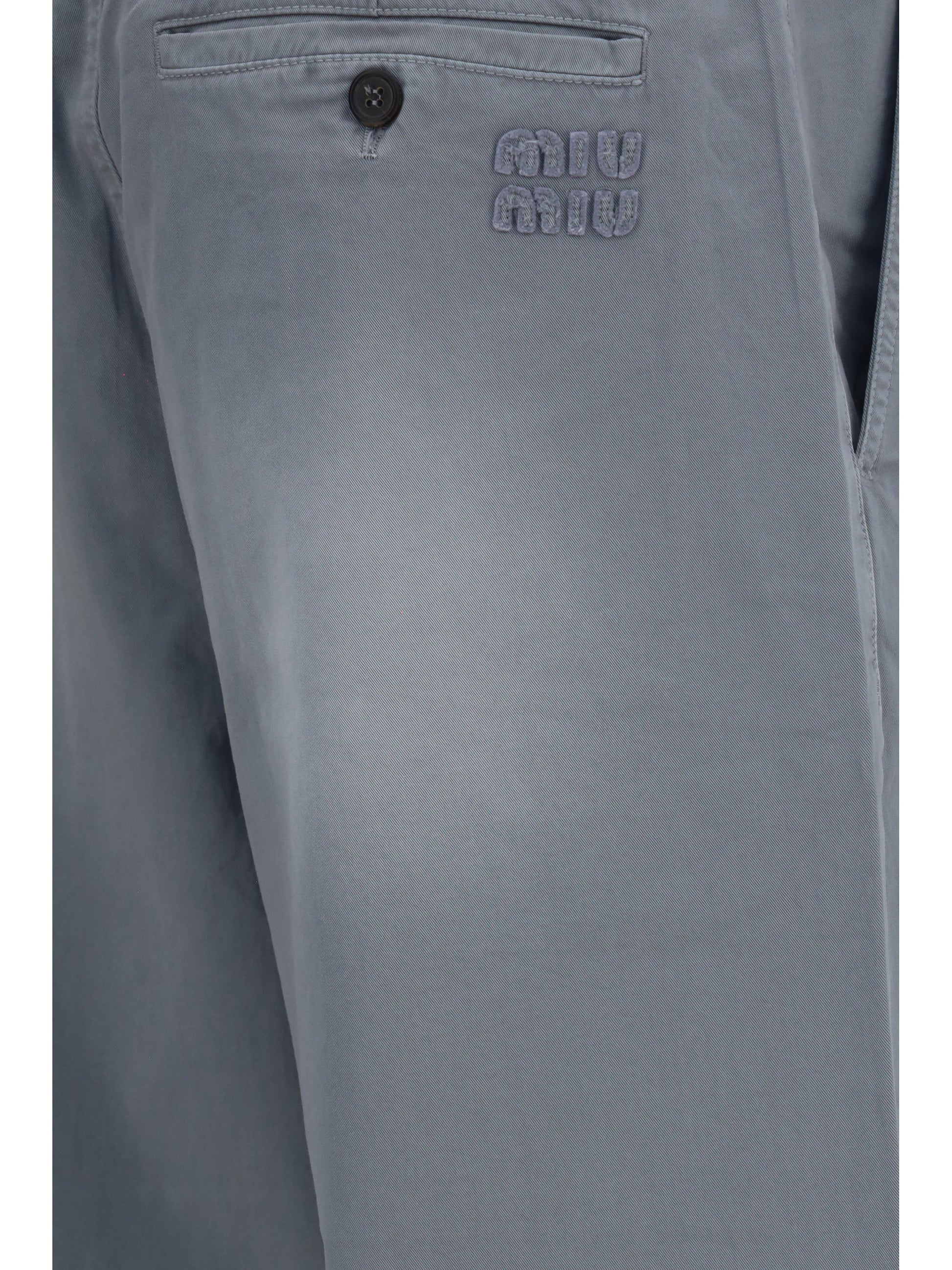 Miu Miu Women Garment-Dyed Wide-Leg Pants MIU MIU