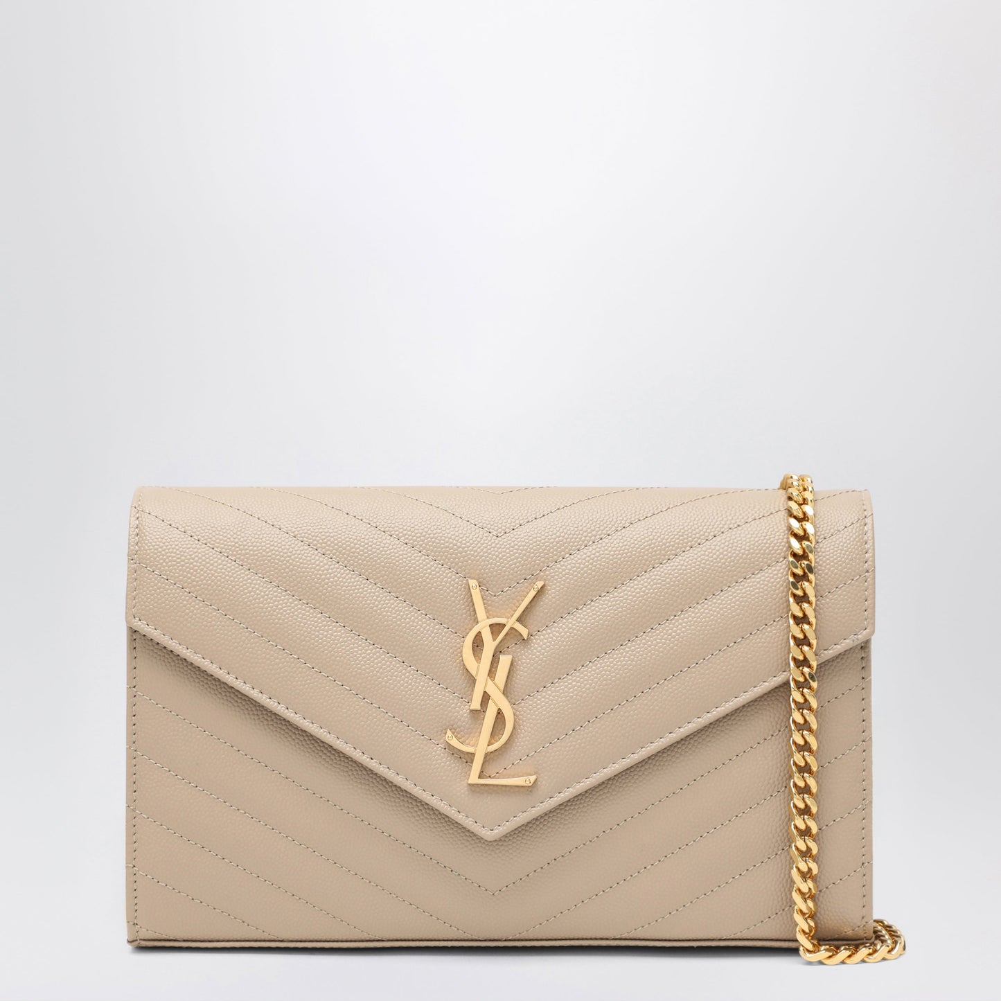 Saint Laurent Cassandre Chain Pouch In Dark Beige Women SAINT LAURENT