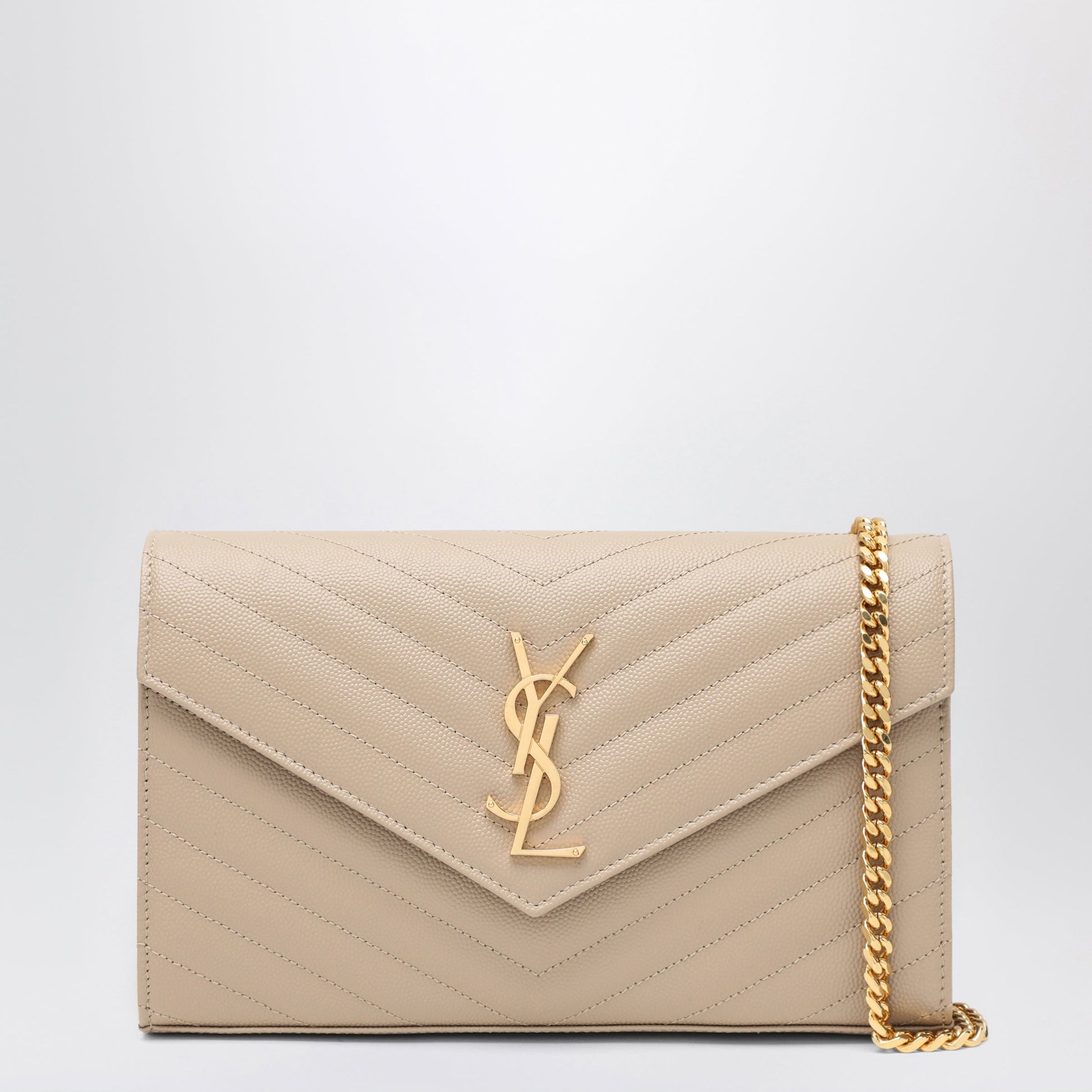 Saint Laurent Cassandre Chain Pouch In Dark Beige Women SAINT LAURENT