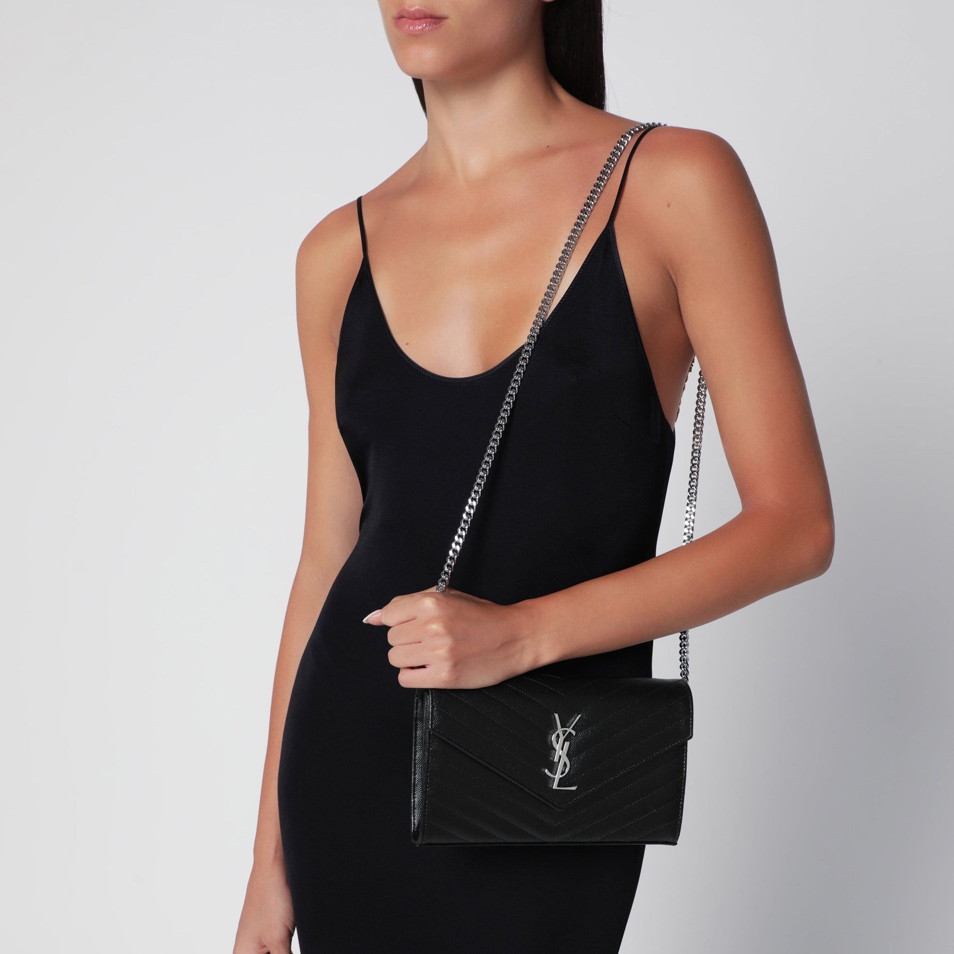 Saint Laurent Clutch With Chain Cassandre Black Women SAINT LAURENT