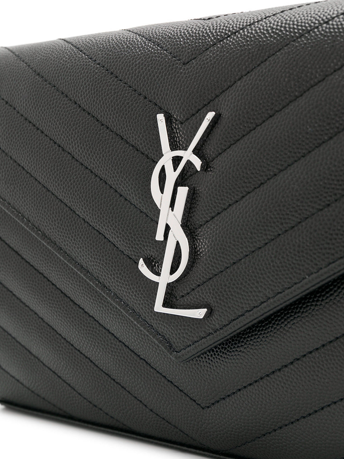 Saint Laurent Women Classic Cassandre Chain Wallet In Grain De Poudre Leather