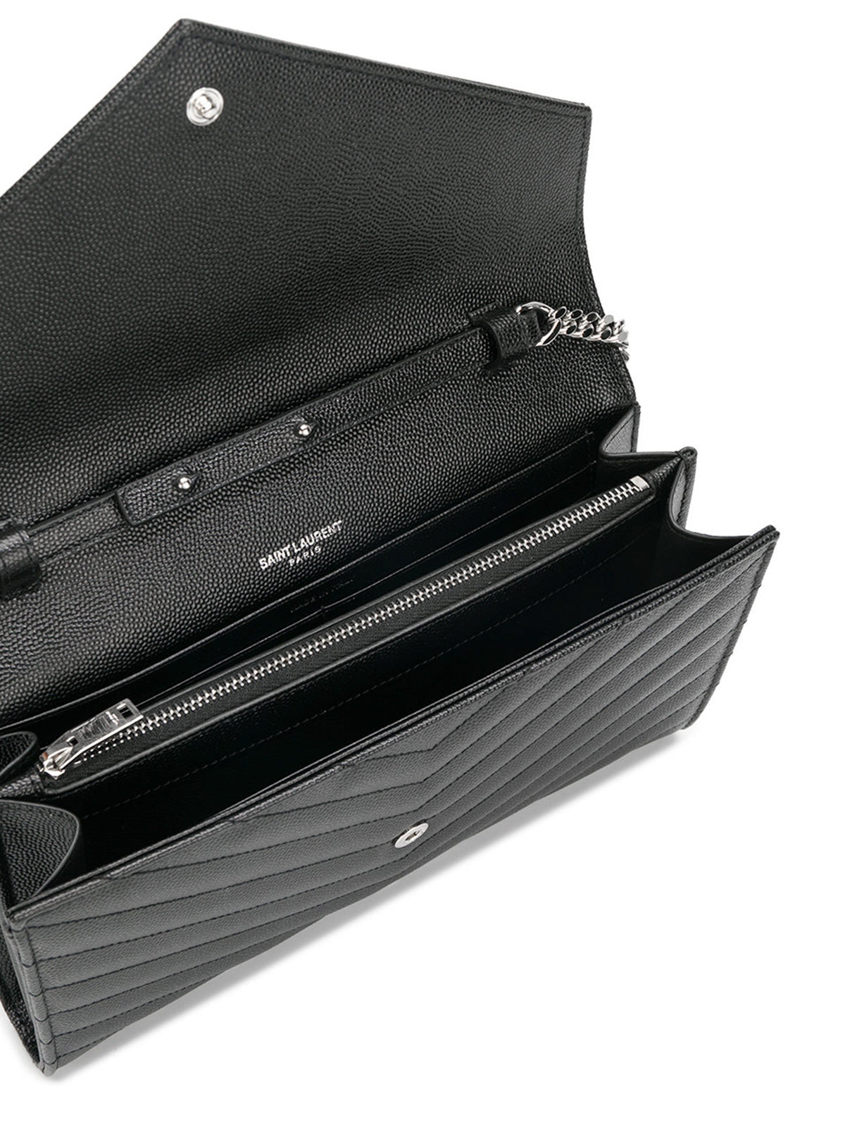 Saint Laurent Women Classic Cassandre Chain Wallet In Grain De Poudre Leather