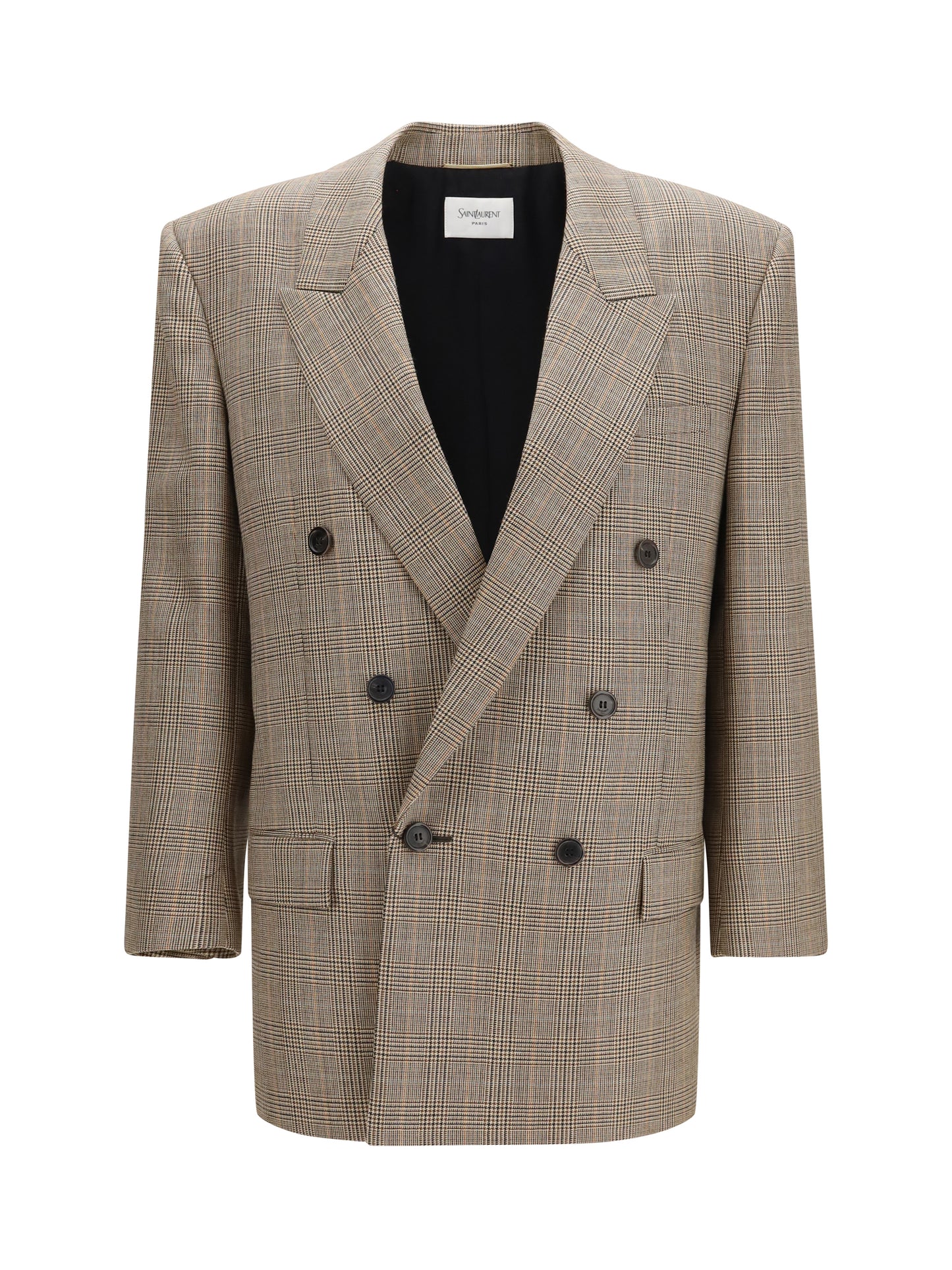 Saint Laurent Women Prince Of Wales Houndstooth Wool Blazer SAINT LAURENT