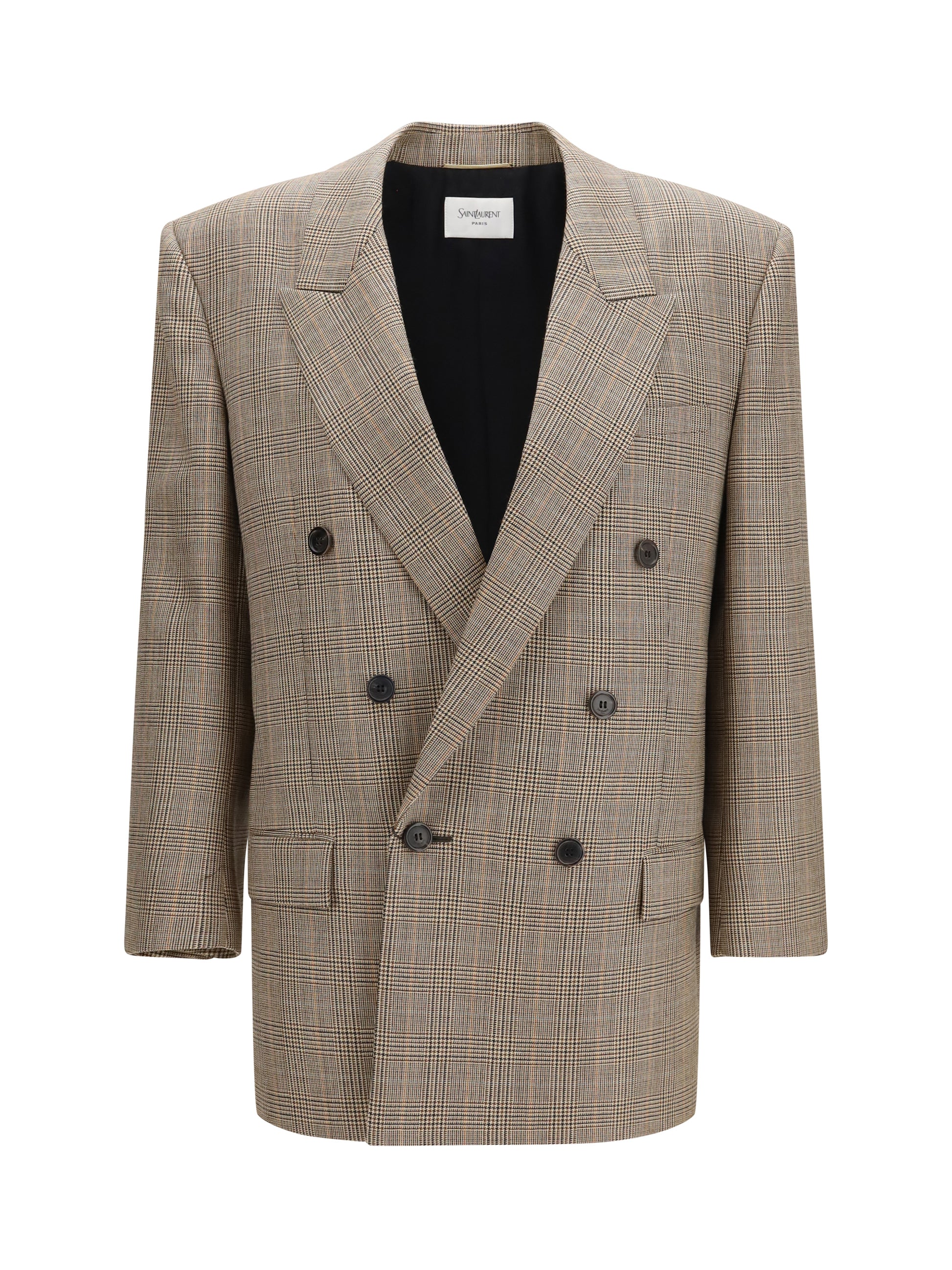 Saint Laurent Women Prince Of Wales Houndstooth Wool Blazer SAINT LAURENT