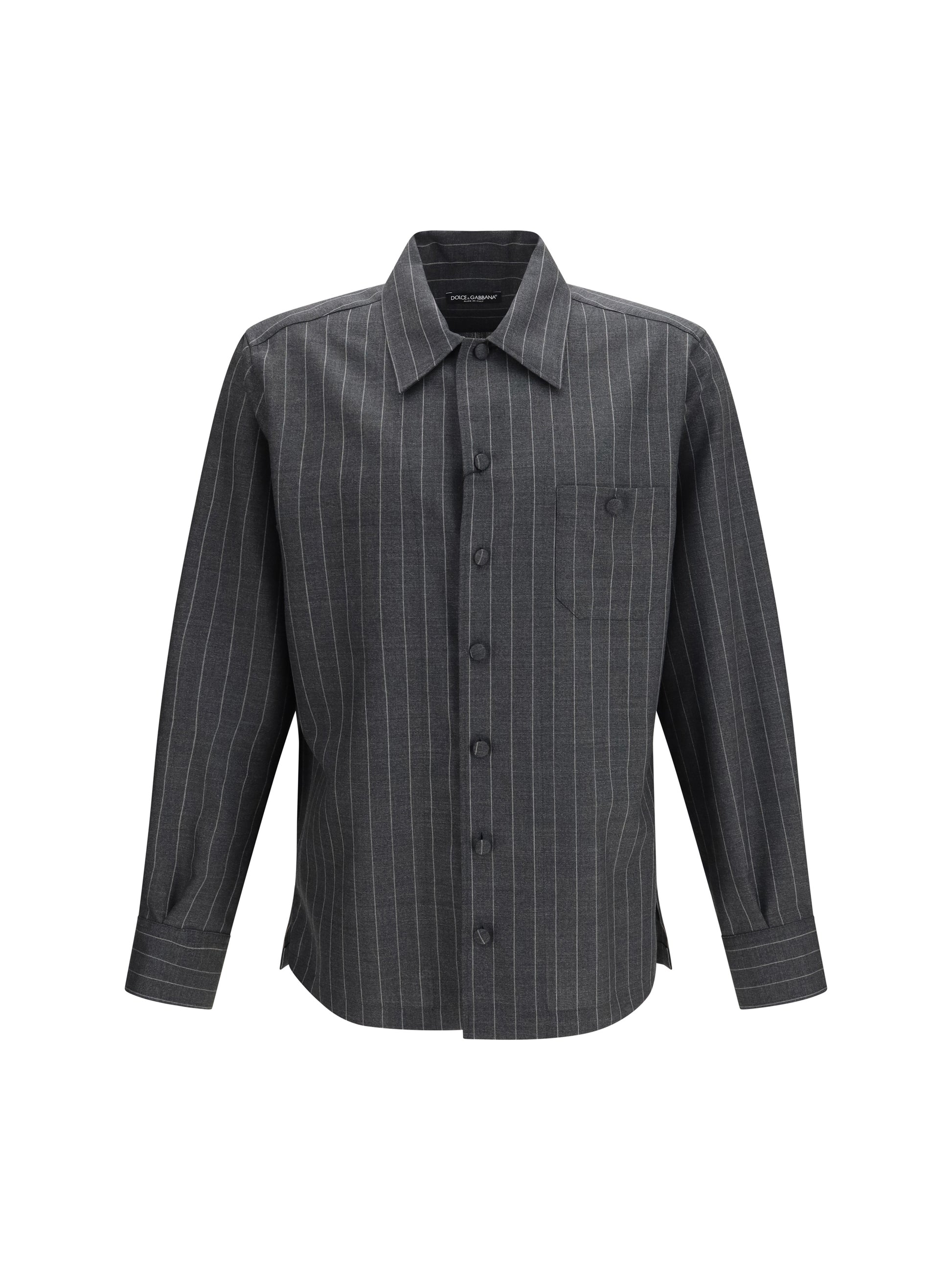 Dolce & Gabbana Men Pinstripe Wool Shirt DOLCE & GABBANA