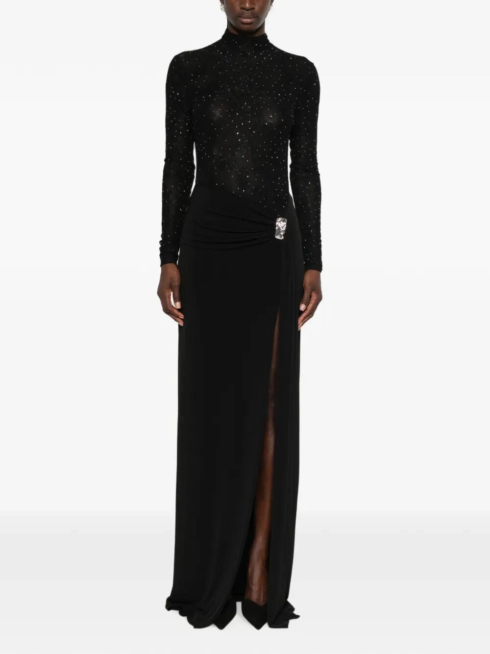 Nissa Women Rhinestone-Embellished Lace Maxi Dress NISSA