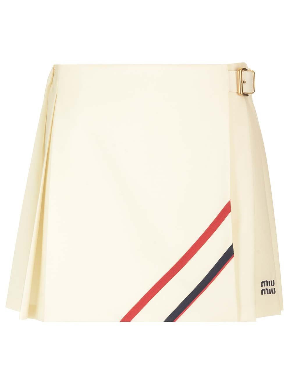 Miu Miu Women Pleated Mohair Canvas Skirt MIU MIU