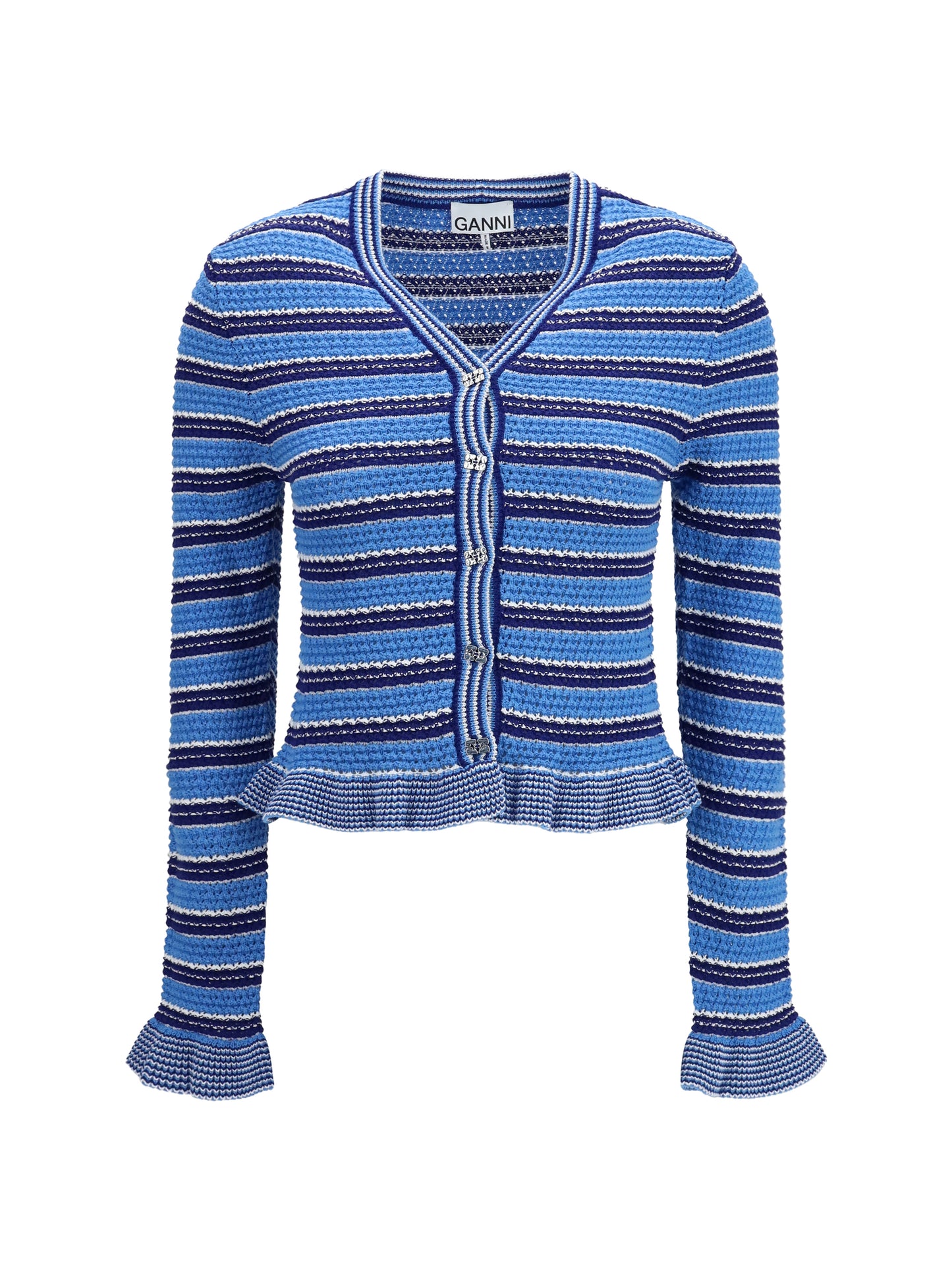 Ganni Women Striped Cotton Cardigan GANNI