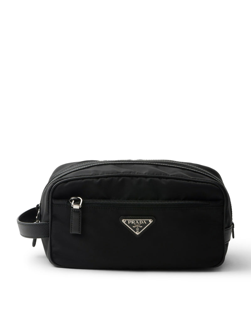 Prada Men Travel Pouch In Re-Nylon And Saffiano PRADA