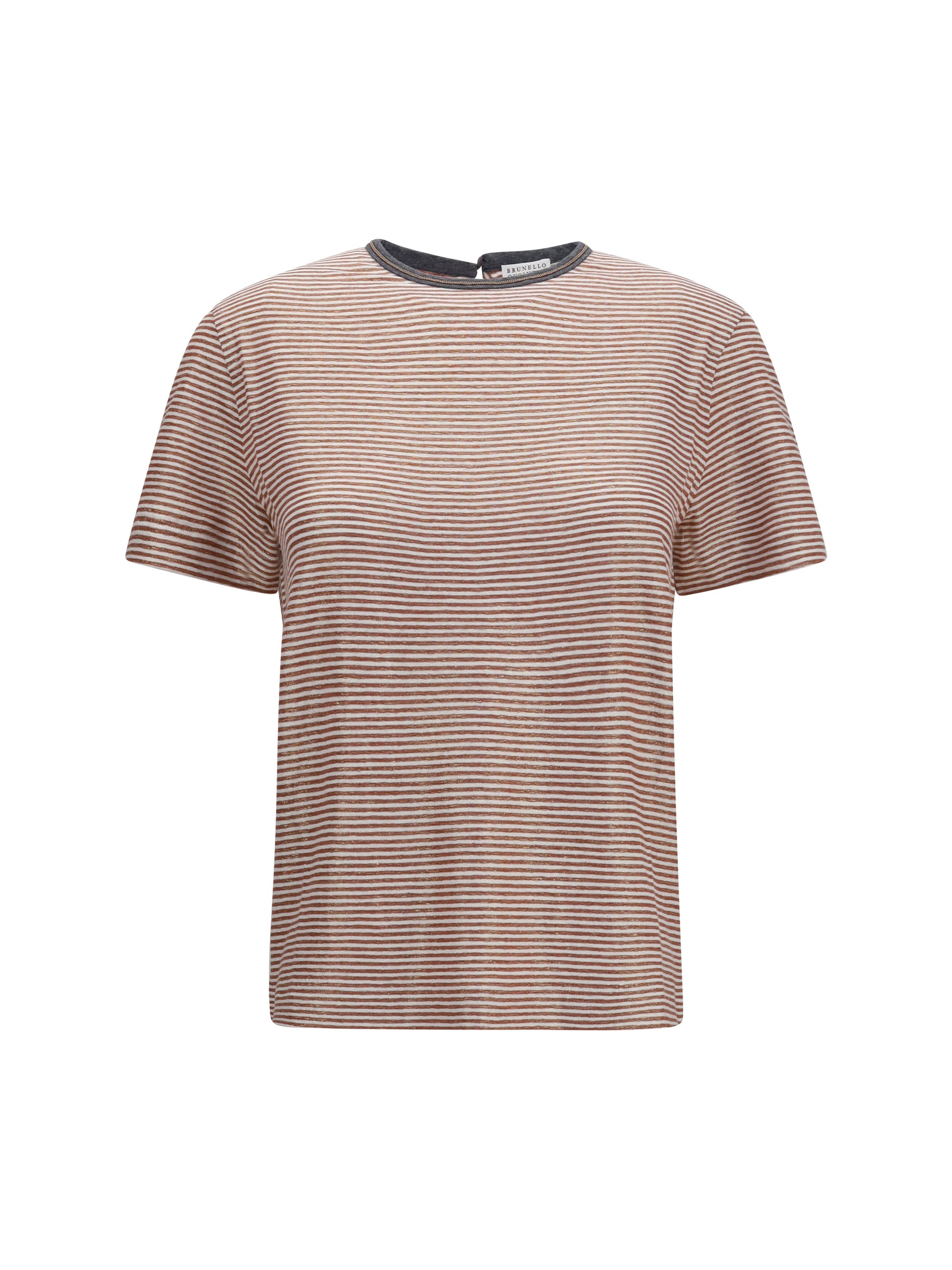Brunello Cucinelli Women Striped Short-Sleeve Crewneck T-Shirt BRUNELLO CUCINELLI