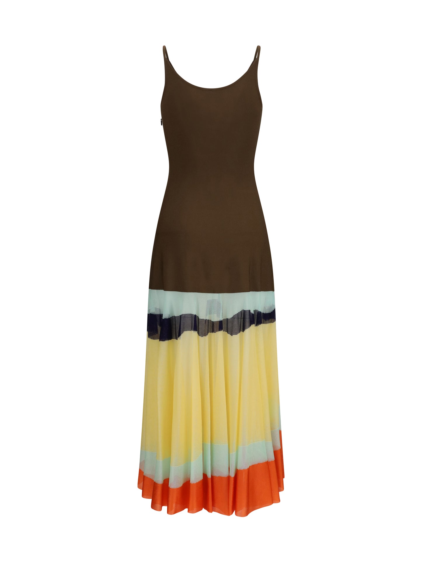 Fendi Women Long Dress With Color-Striped Skirt FENDI