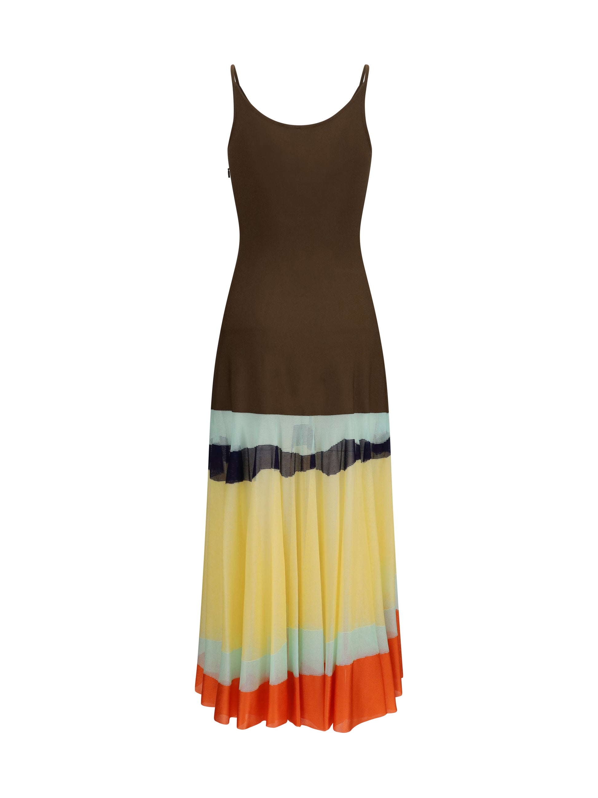 Fendi Women Long Dress With Color-Striped Skirt FENDI