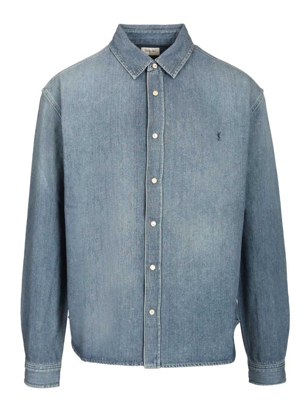 Saint Laurent Men Cassandre Denim Shirt SAINT LAURENT
