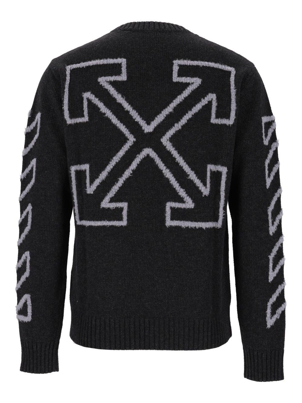 Off-White Men The Diagonal Arrow Fuzzy Crew Neck Sweater OFF-WHITE