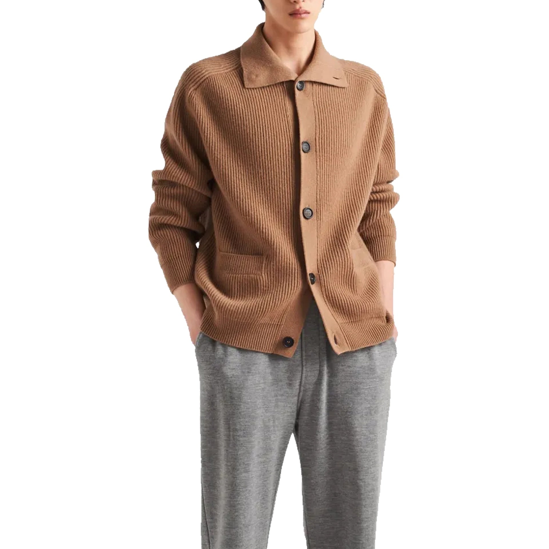 Prada Ribbed Knit Cashmere Cardigan Men PRADA