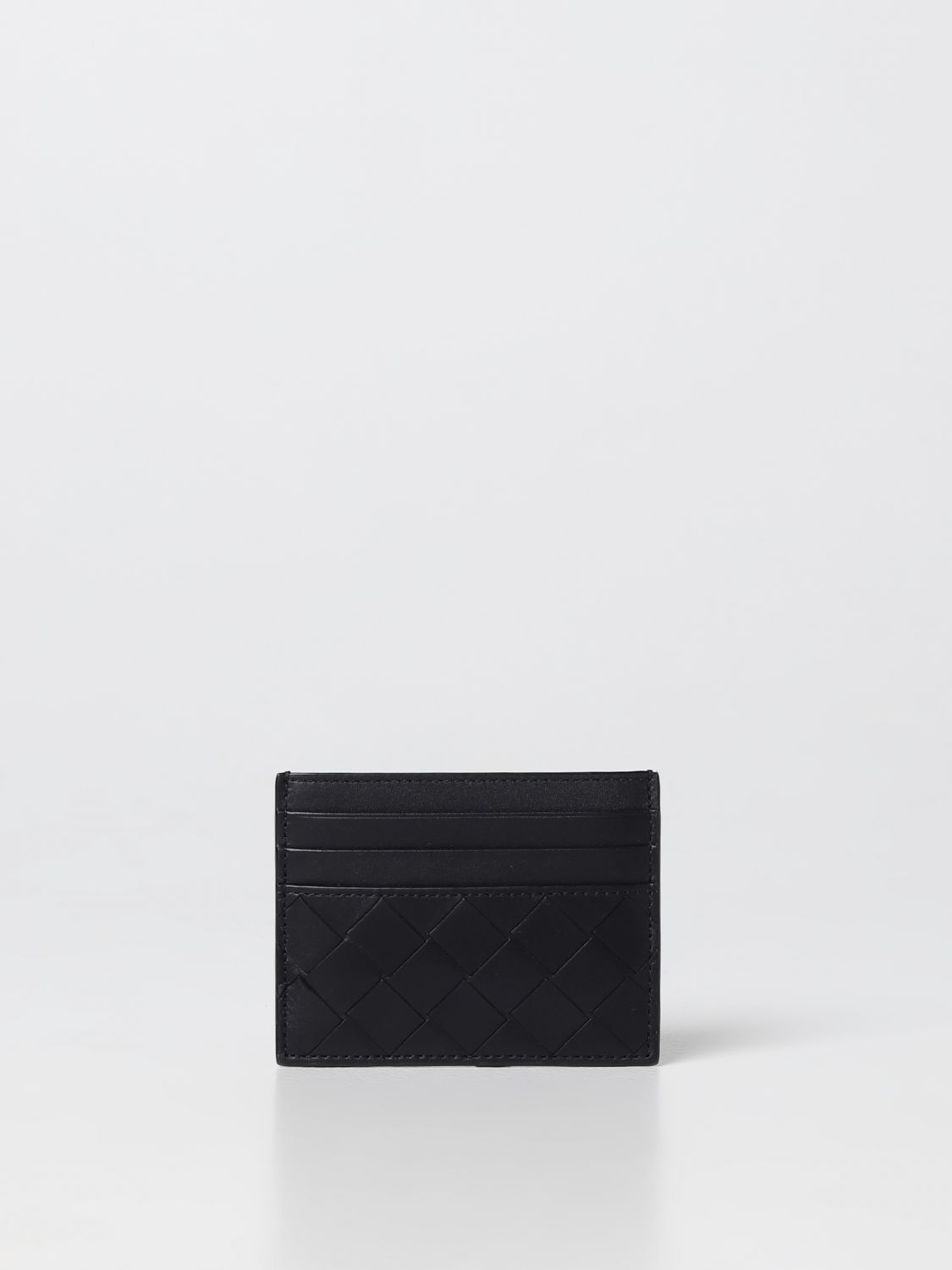 Bottega Veneta Men Bottega Veneta Credit Card Holder In Woven Leather