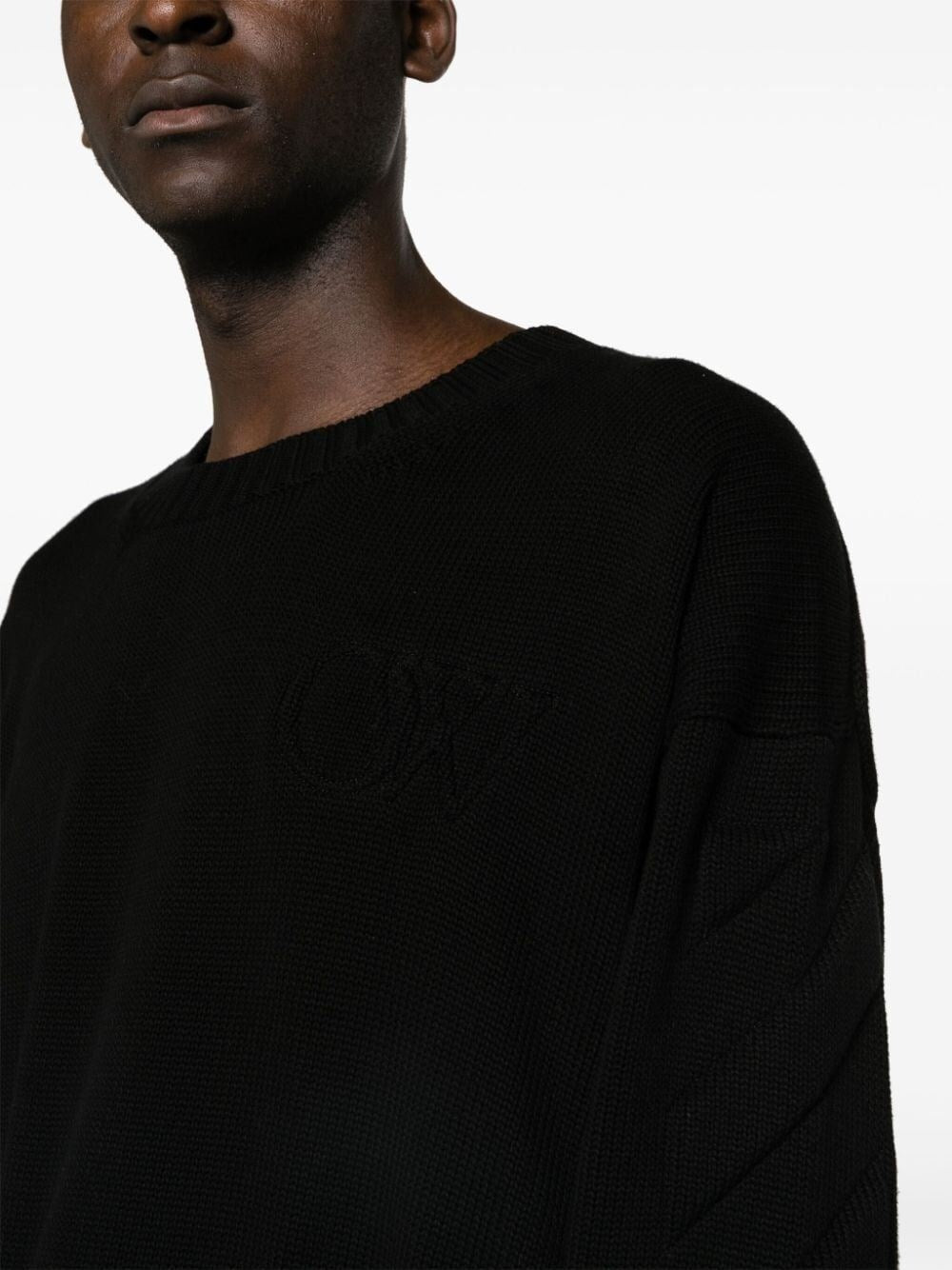 Off White Men `3D Diag` Knit Crew-Neck Sweater OFF-WHITE