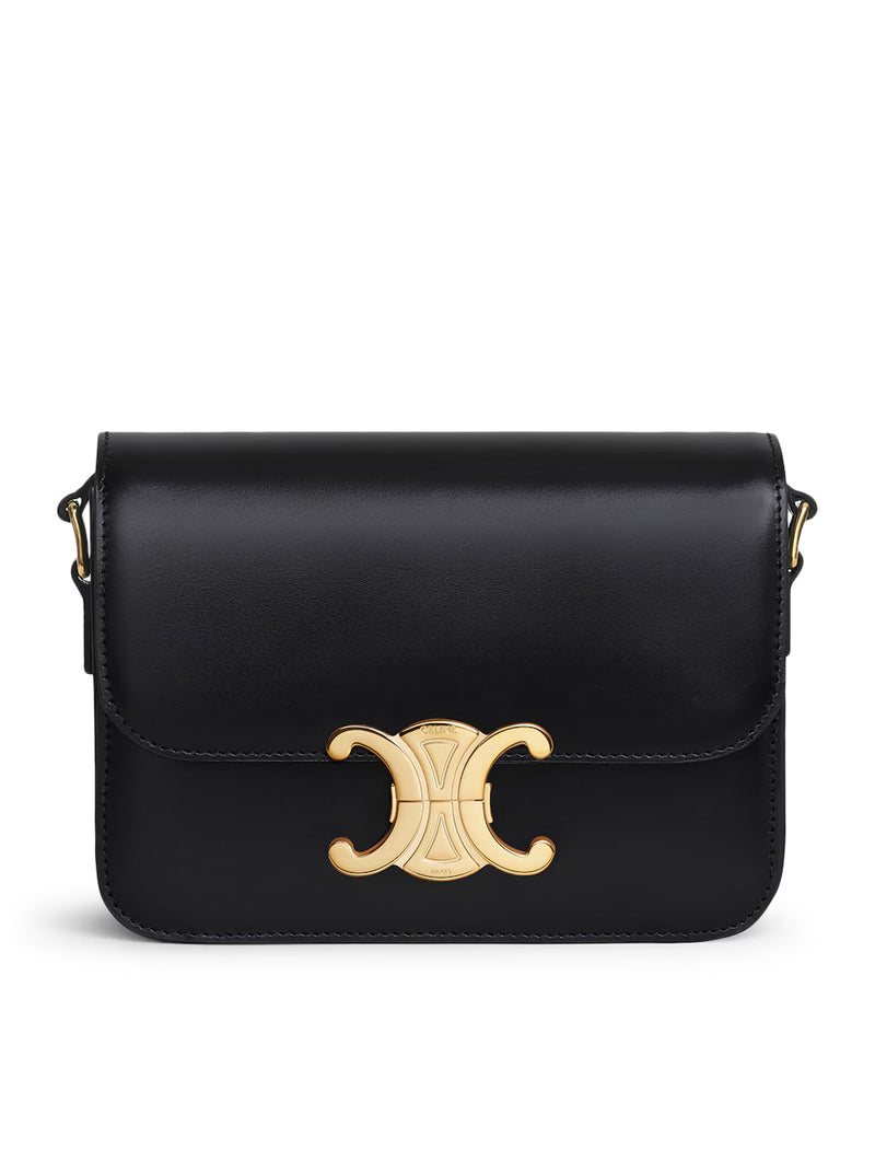 Celine Women Triomphe Teen Bag In Schwarz Shiny Calf Leather CELINE