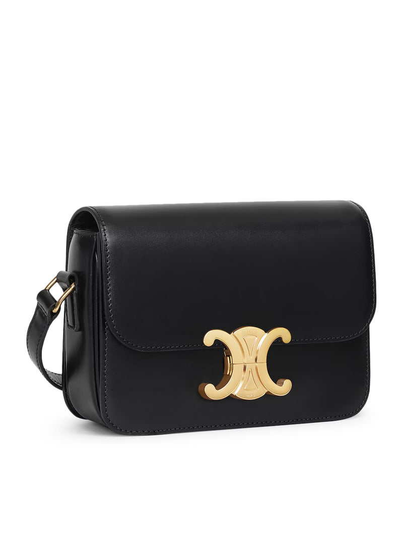 Celine Women Triomphe Teen Bag In Schwarz Shiny Calf Leather CELINE