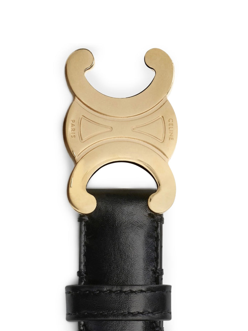 Celine Women Triomphe Belt In Schwarz Smooth Calfskin CELINE