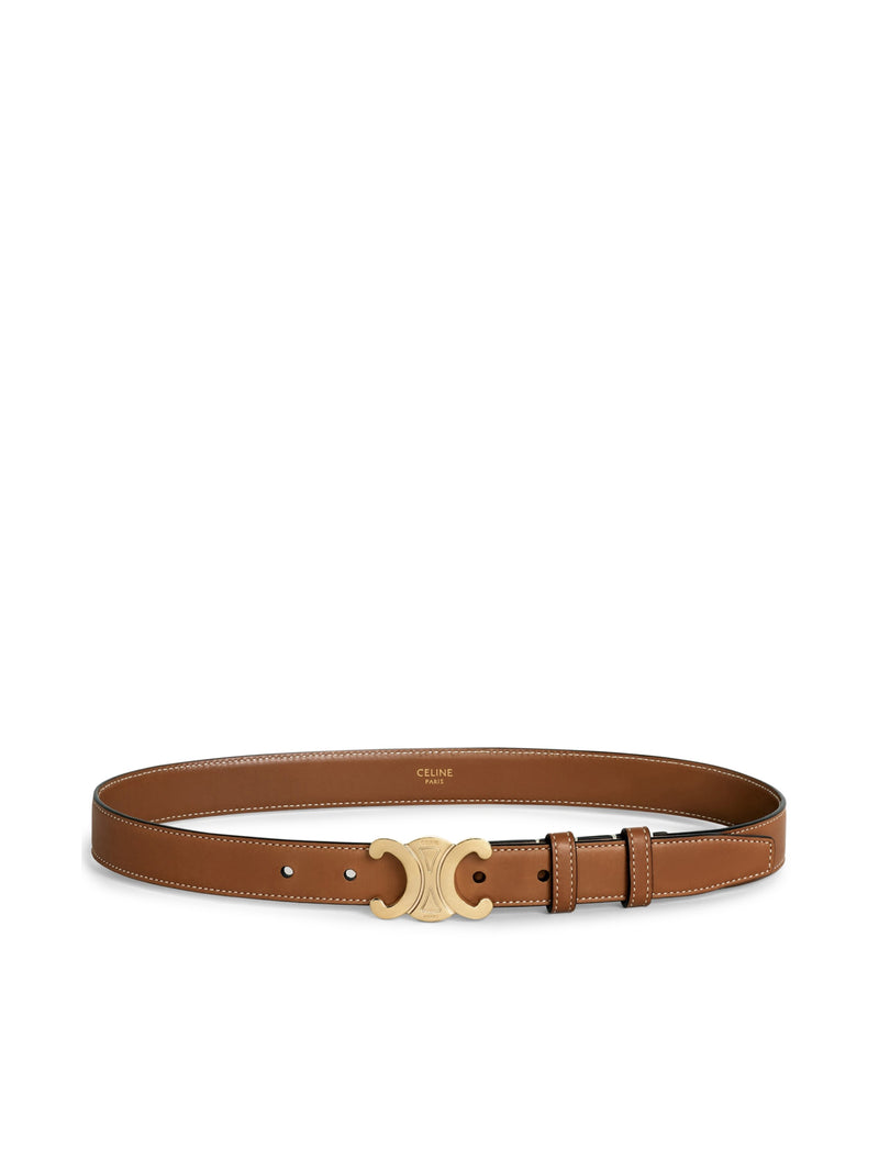 Celine Women Triomphe Belt In Natural Calf Leather Tan CELINE