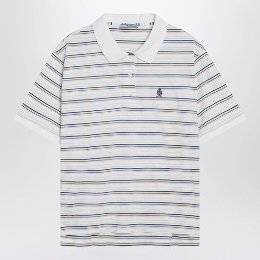 Prada White And Royal Striped Short-Sleeve Polo Shirt Women PRADA
