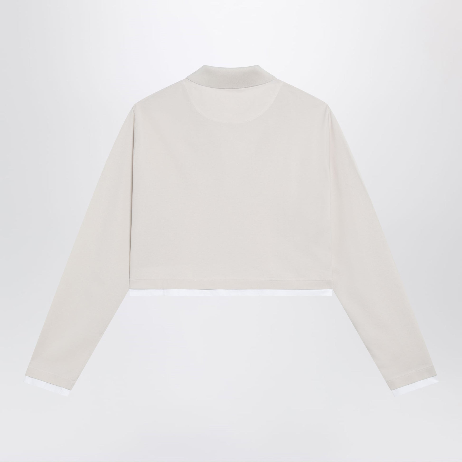 Prada Talc-Colored Cropped Polo In Pique And Jersey Women PRADA