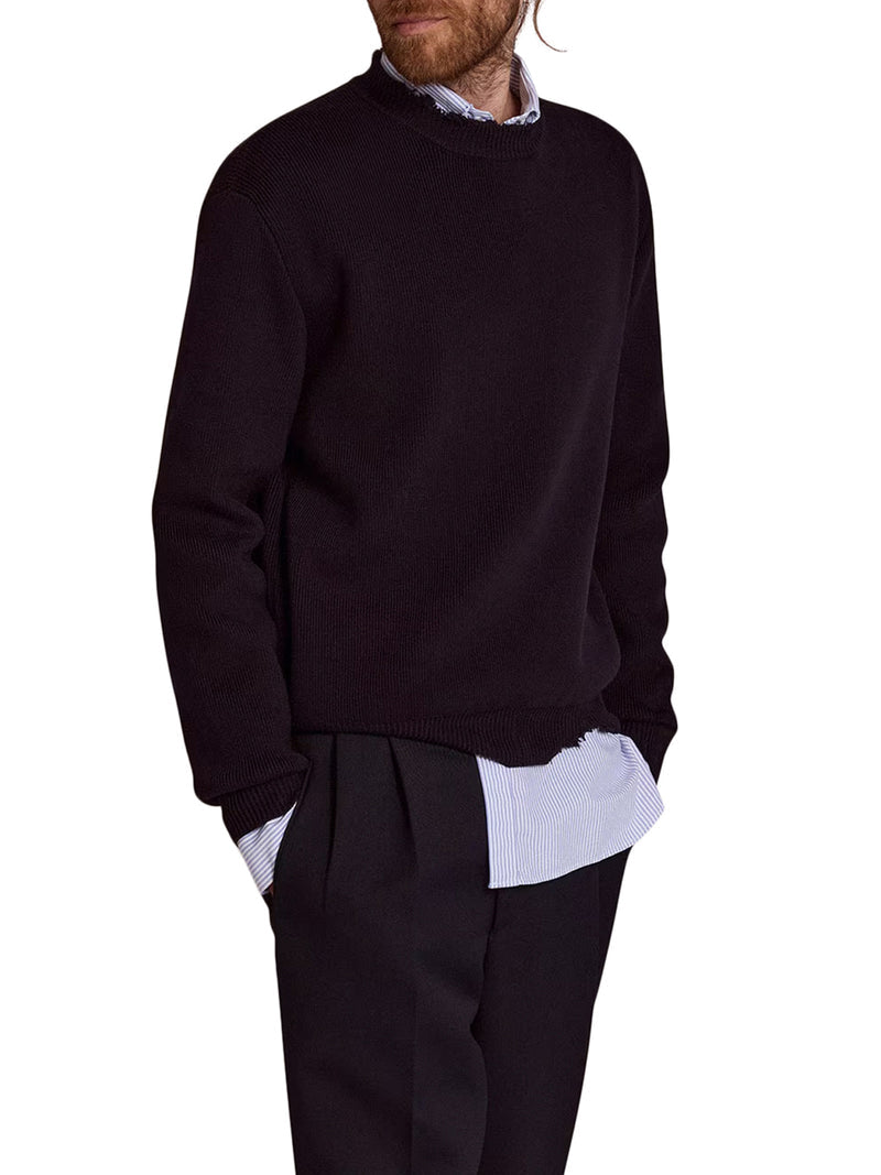 Golden Goose Deluxe Brand Men Crewneck Cotton Sweater With Destroyed Effect GOLDEN GOOSE