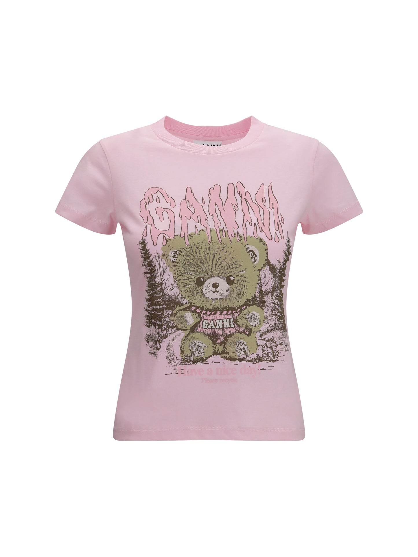 Ganni Women Teddy Forest Baby Fit Cotton T-Shirt GANNI