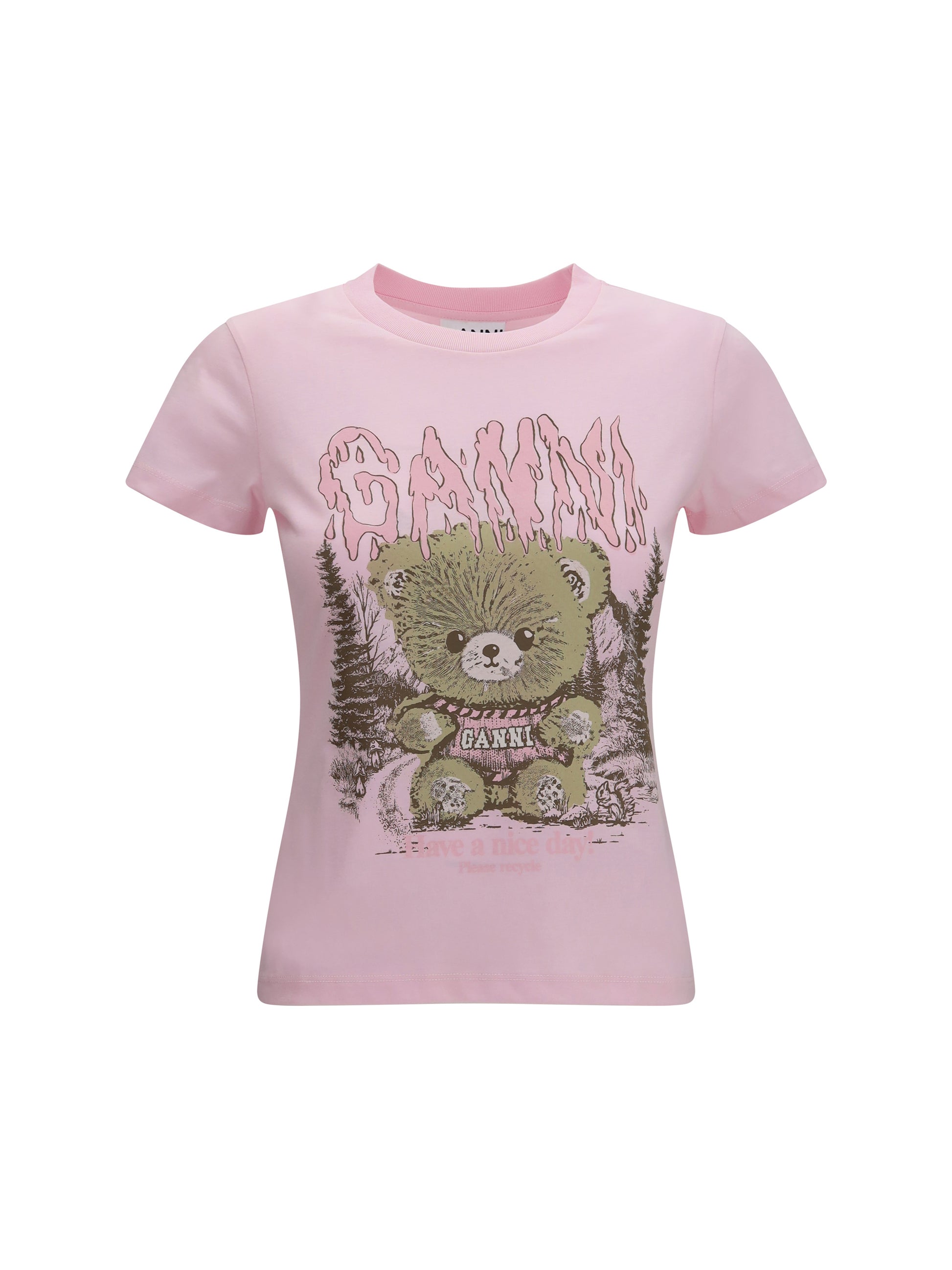 Ganni Women Teddy Forest Baby Fit Cotton T-Shirt GANNI