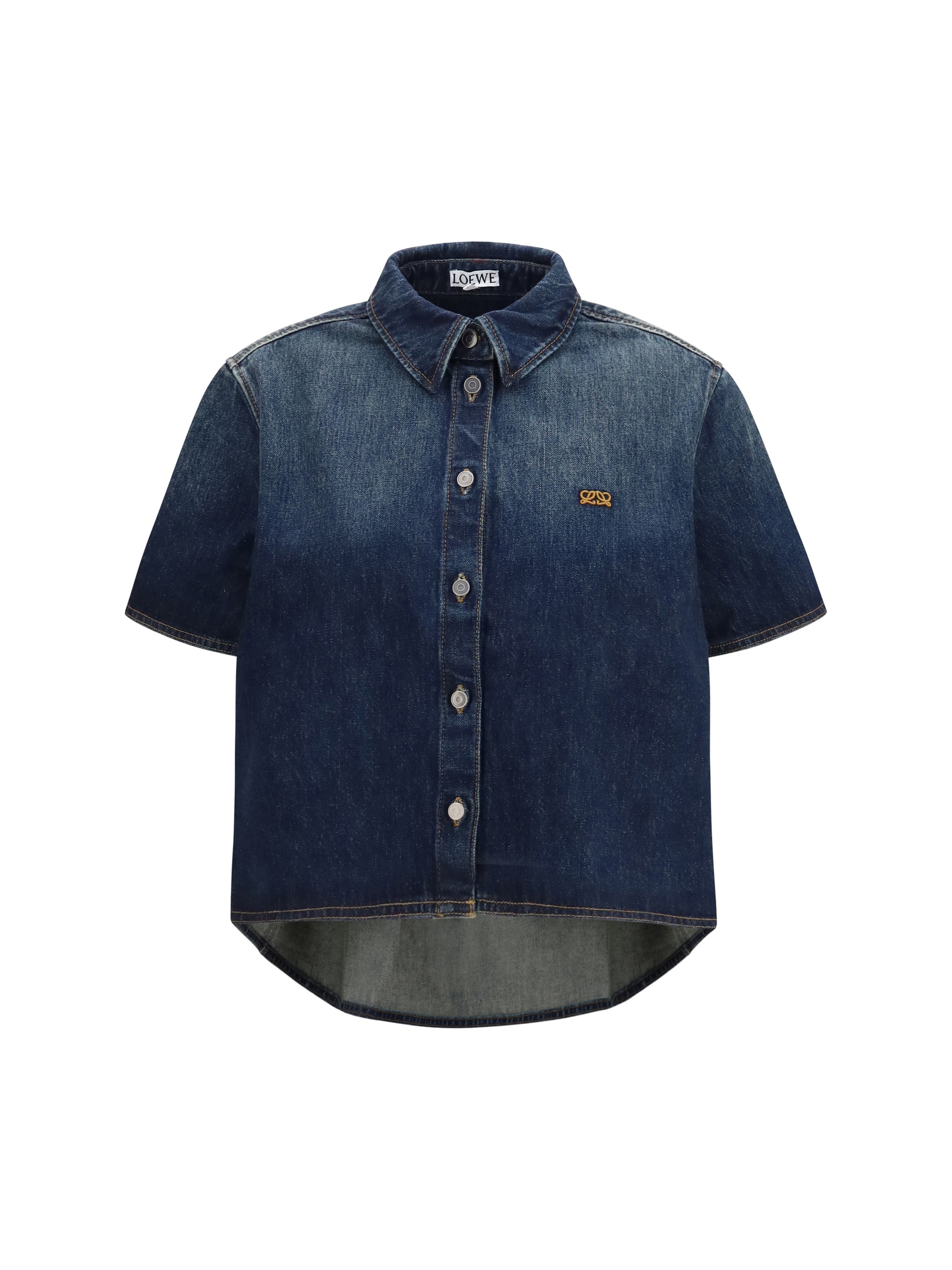 Loewe Women Short Sleeve Denim Trapeze Shirt LOEWE