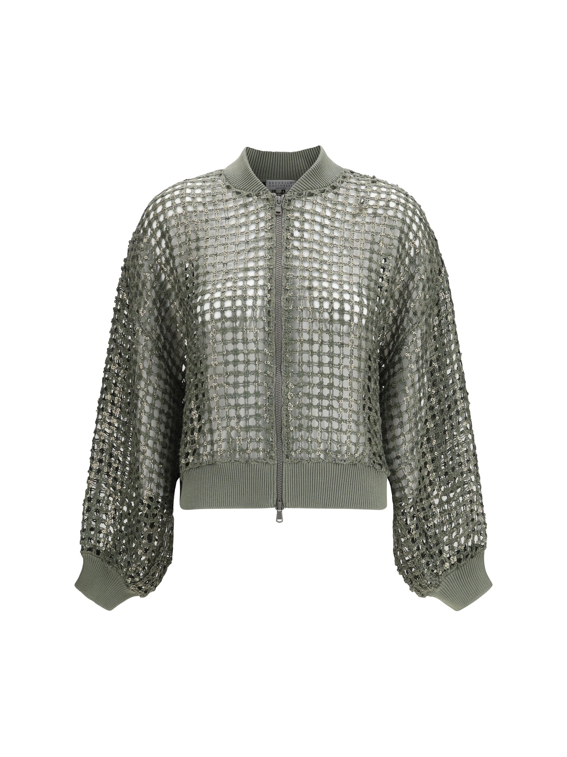 Brunello Cucinelli Women Solk And Linen Dazzling Net Embroidery Cardigan BRUNELLO CUCINELLI