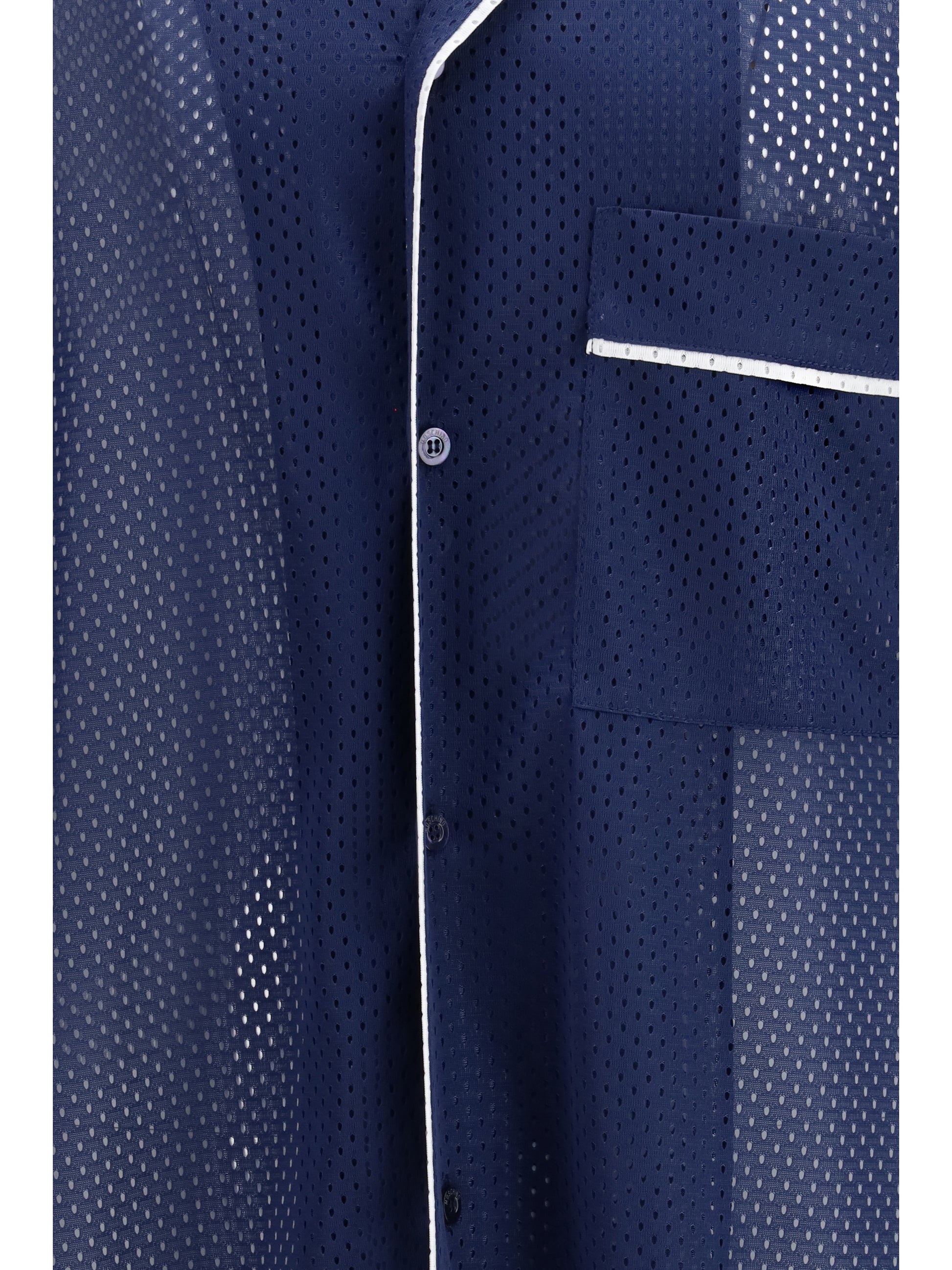 Moschino Men Technical Mesh Shirt With Reversed 22 Print MOSCHINO