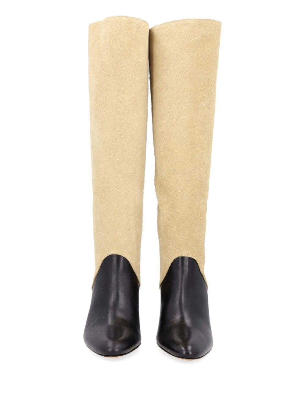 Jude Women "Edita" Knee-High Boots In Black Leather And Suede Jude