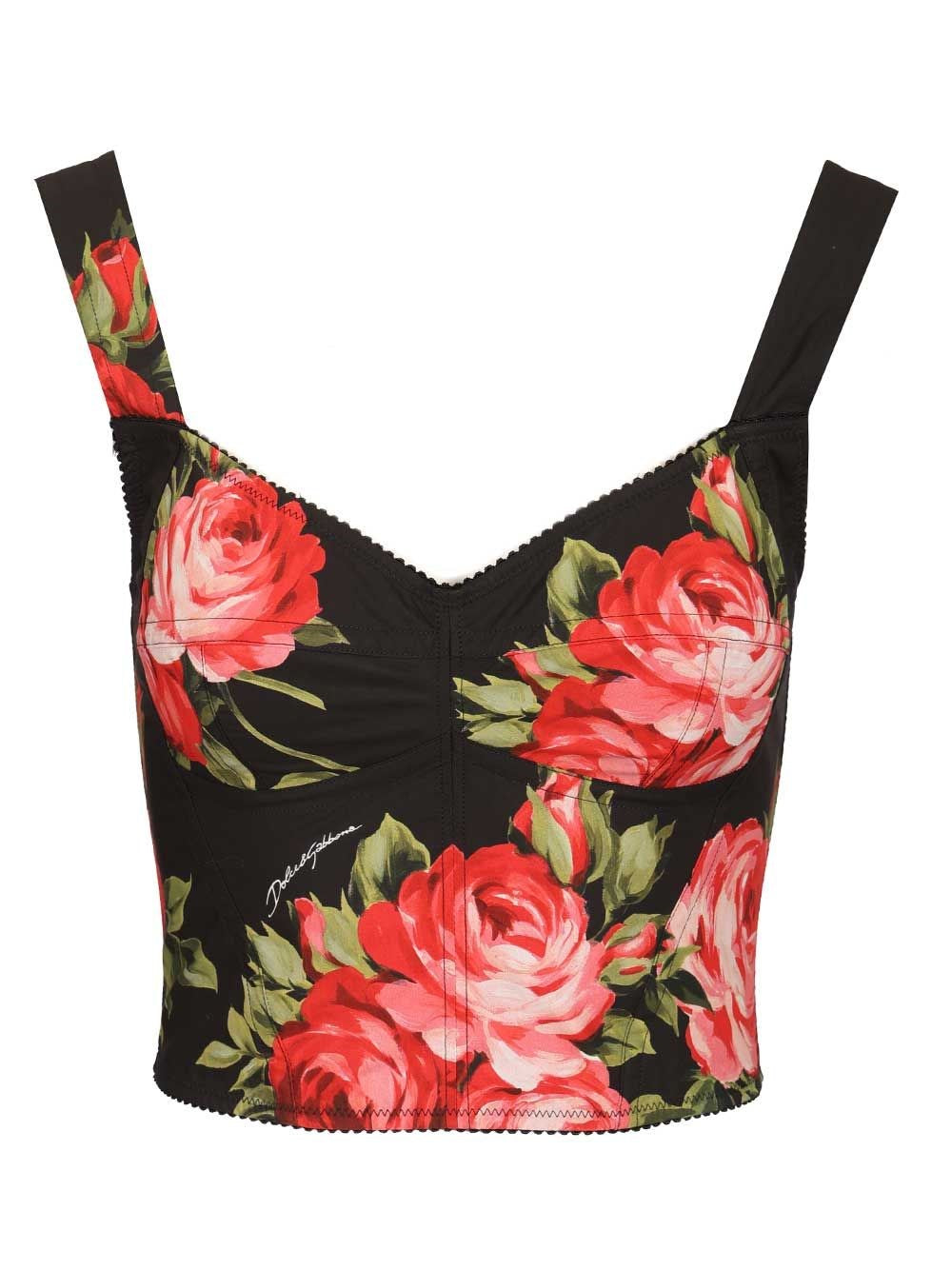 Dolce & Gabbana Women Rose Bouquet Print Bustier Top DOLCE & GABBANA