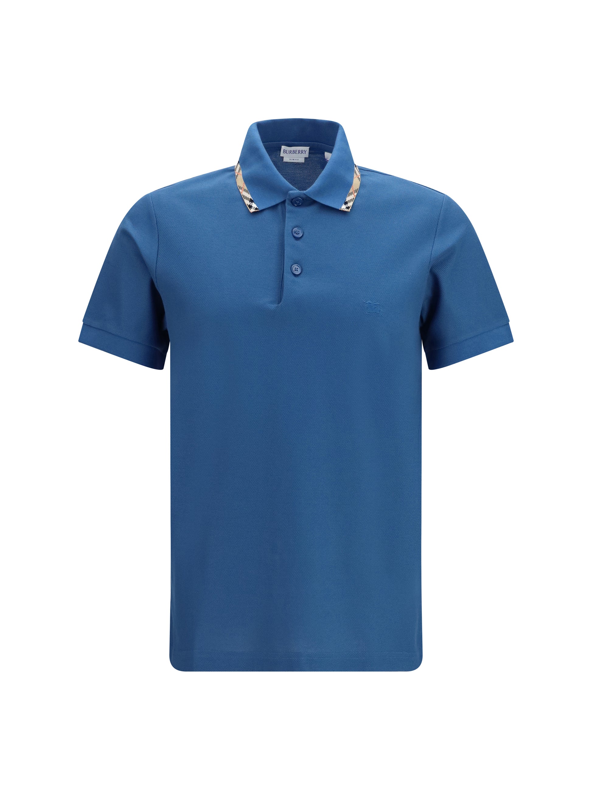Burberry Men Cotton Polo With Check Trims BURBERRY