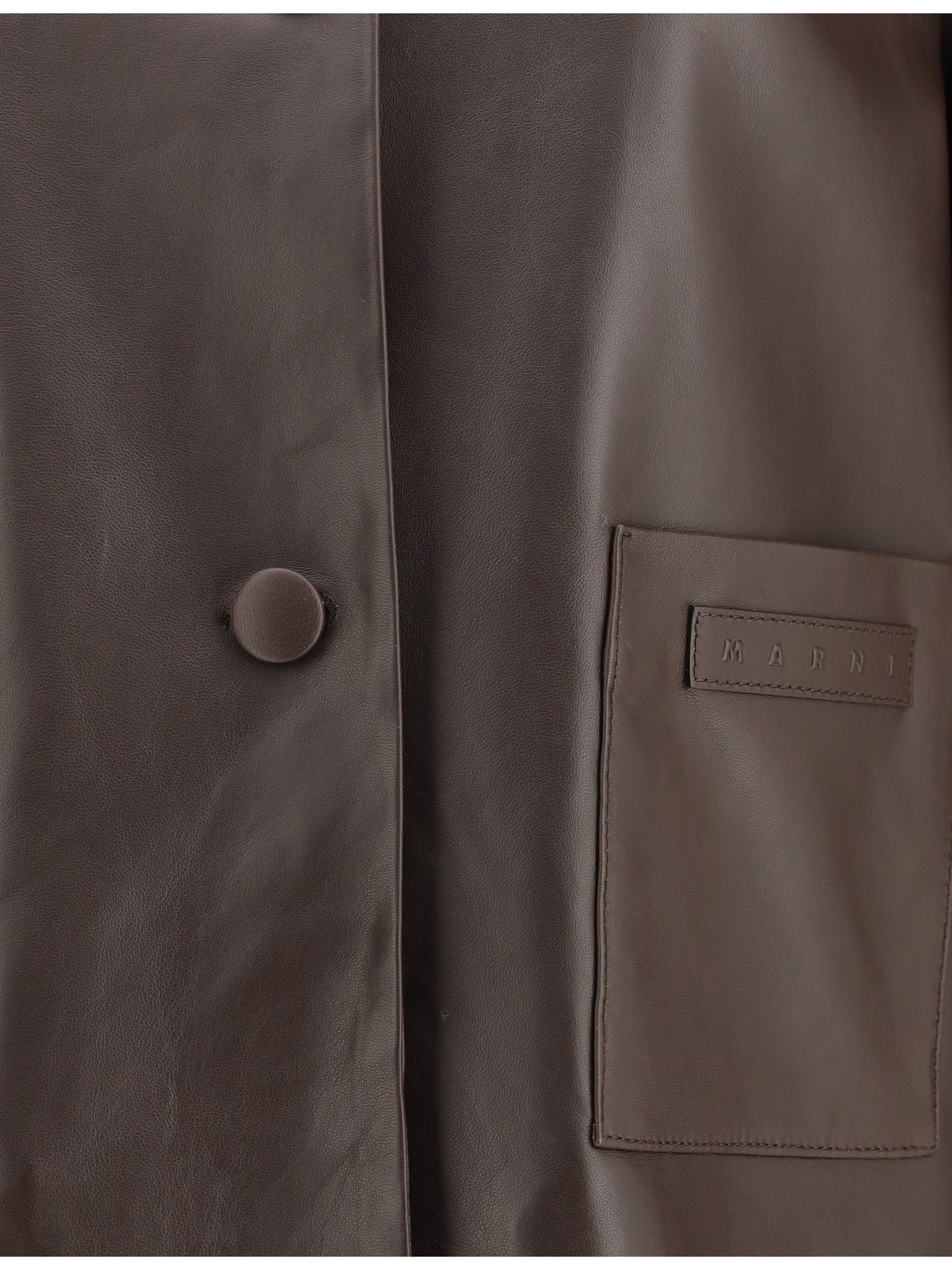 Marni Women Leather Jacket With A Shearling Collar MARNI