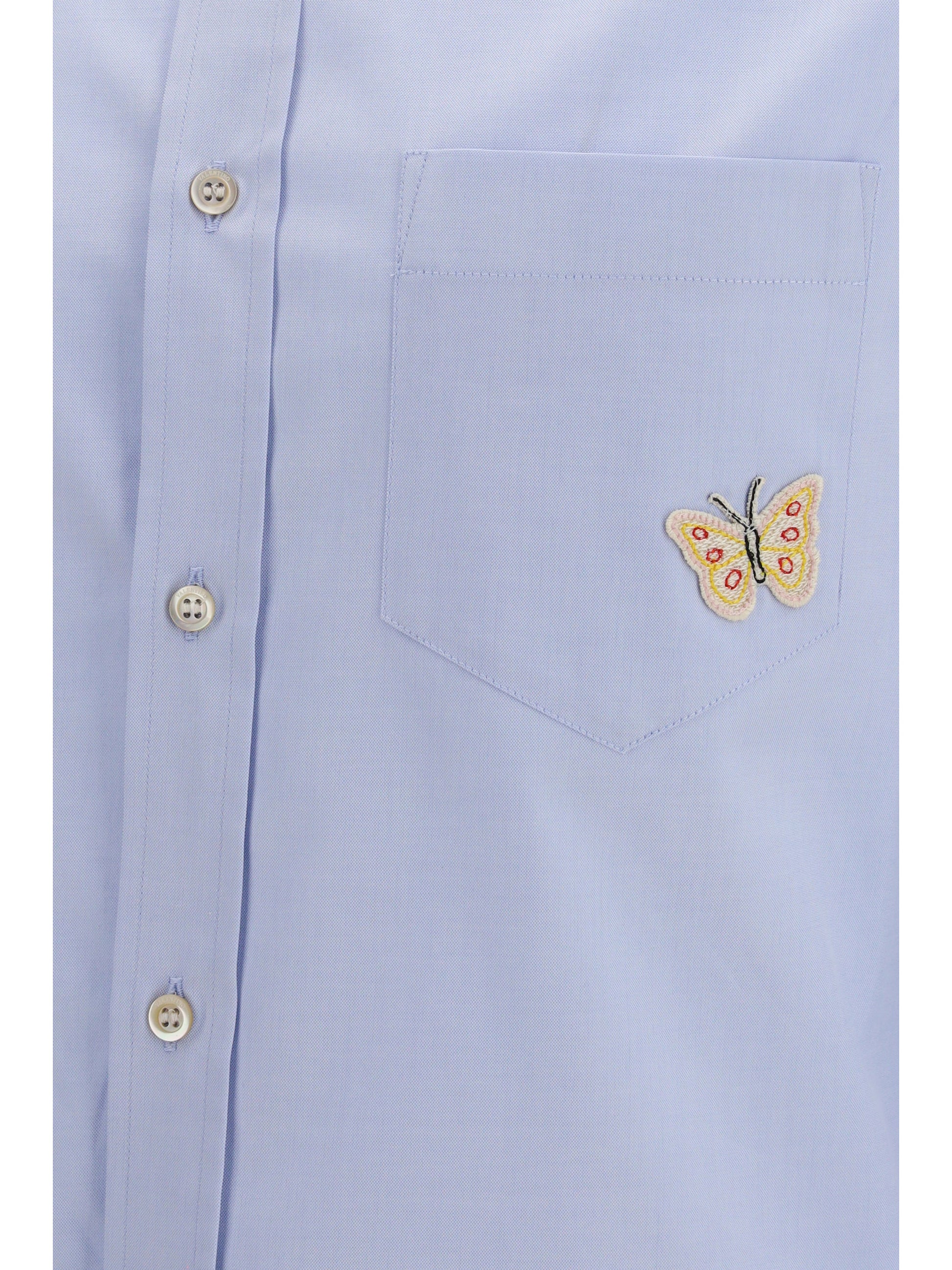Valentino Men Cotton Shirt With Butterfly Embroidery VALENTINO