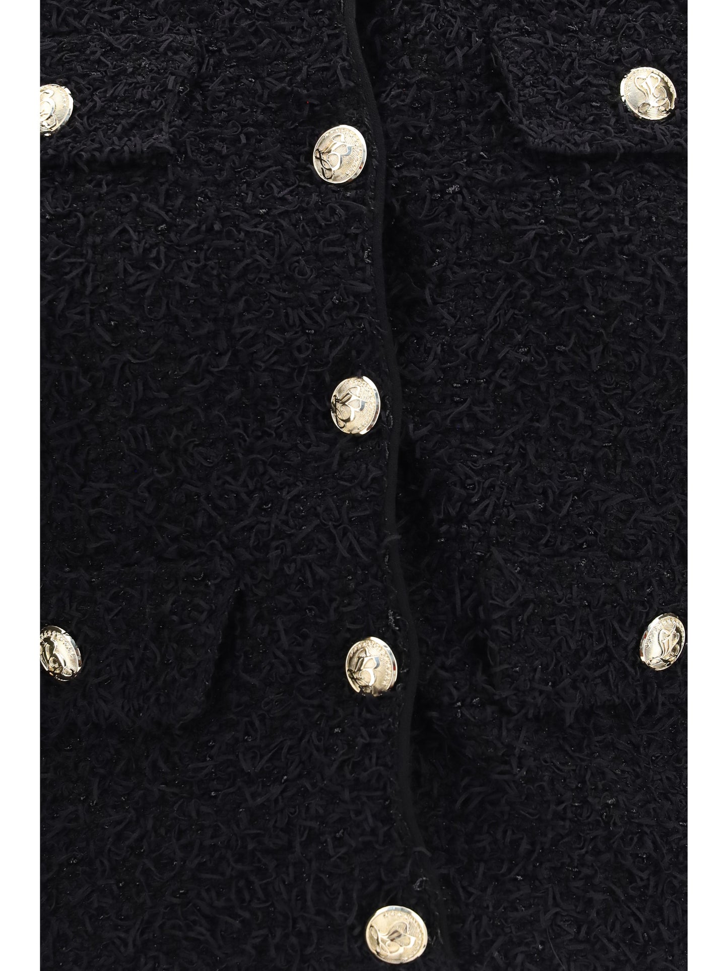 Balmain Women Double-Breasted Tweed Cropped Jacket With Logo Buttons BALMAIN
